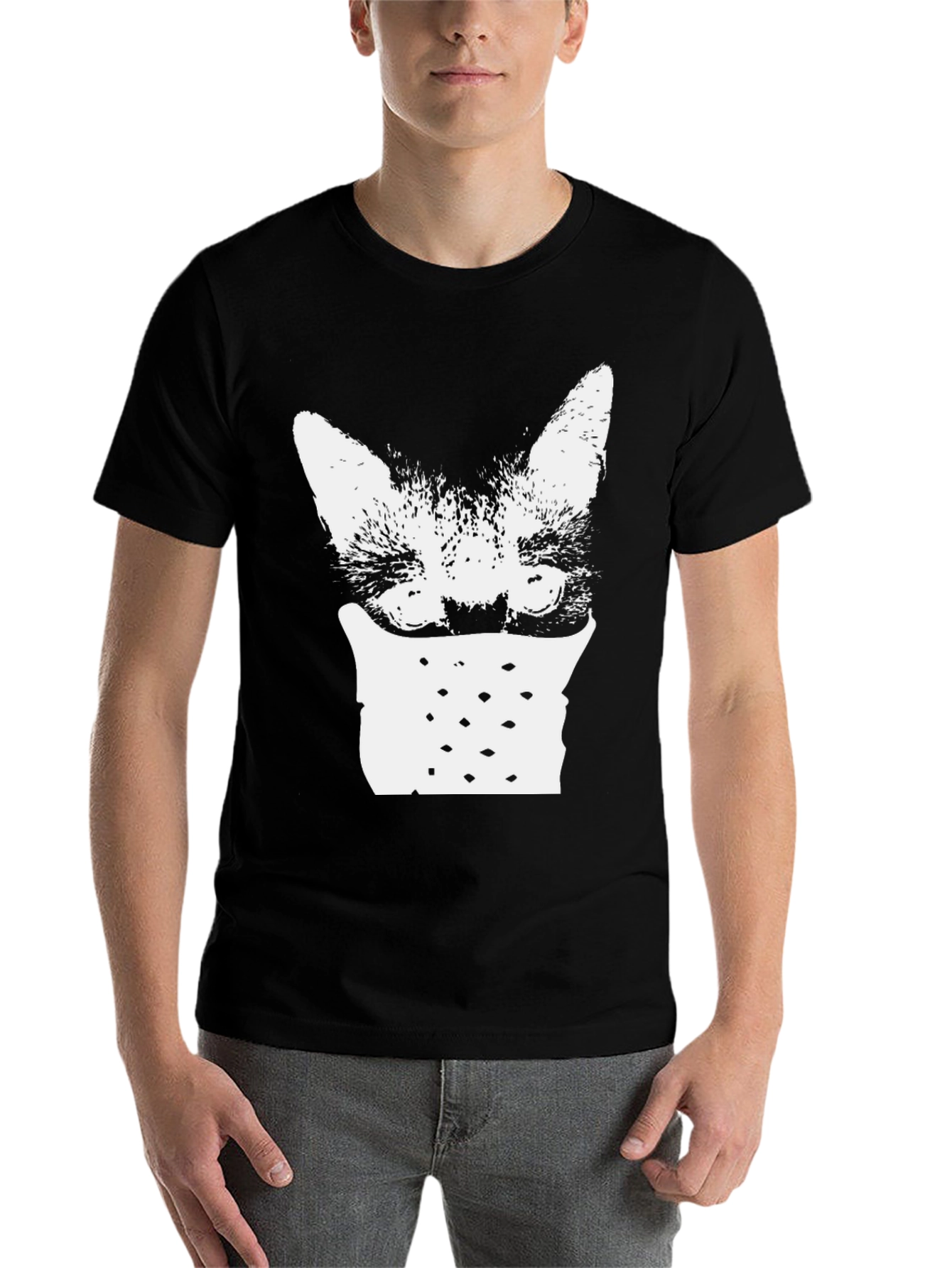 Black Cat Mask Graphic Tee - Black view 7