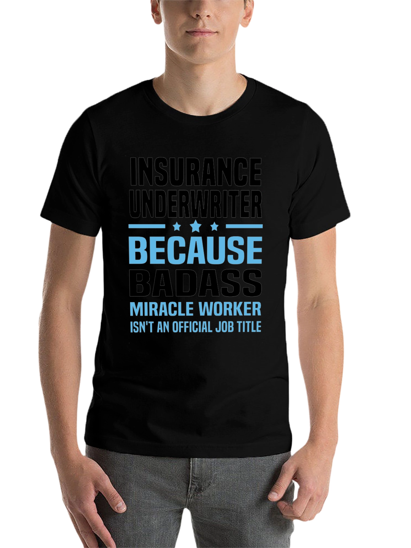 Black Insurance Underwriter Badass T-Shirt view 7