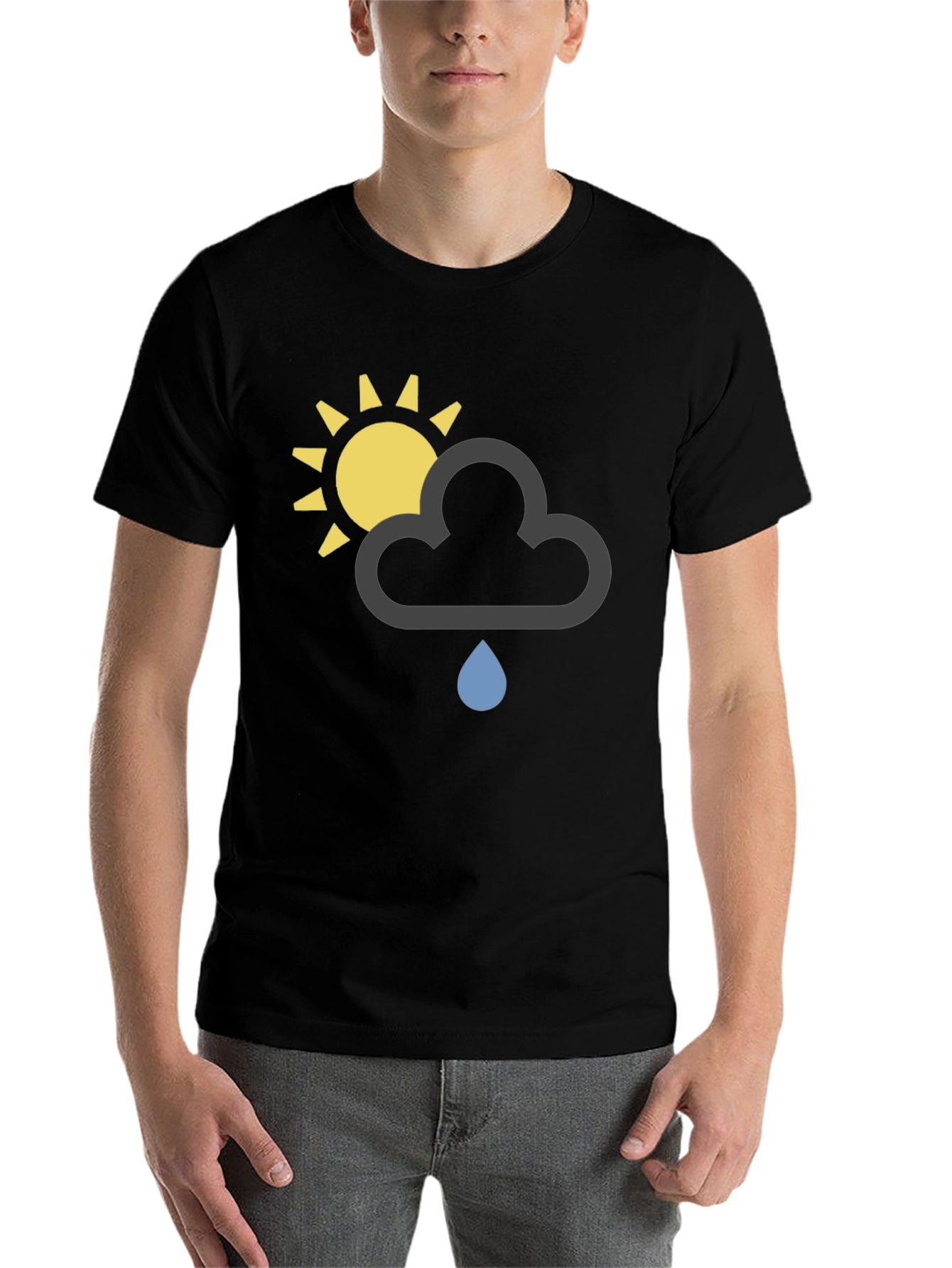 Black Weather Graphic T-Shirt - Sun, Cloud, Rain view 7