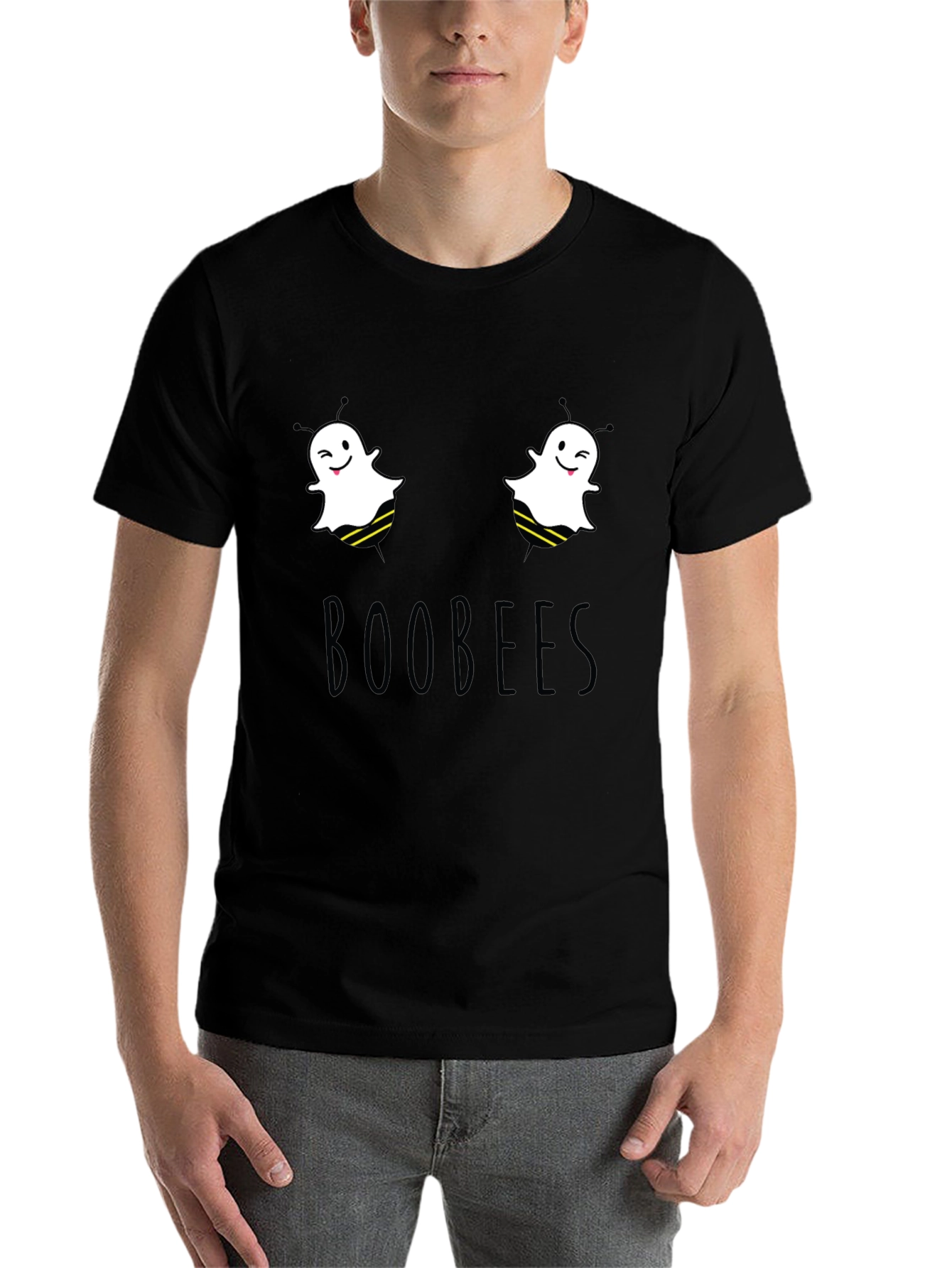 Black Boobees Graphic Tee - Funny Ghost Bee Pun T-Shirt view 7