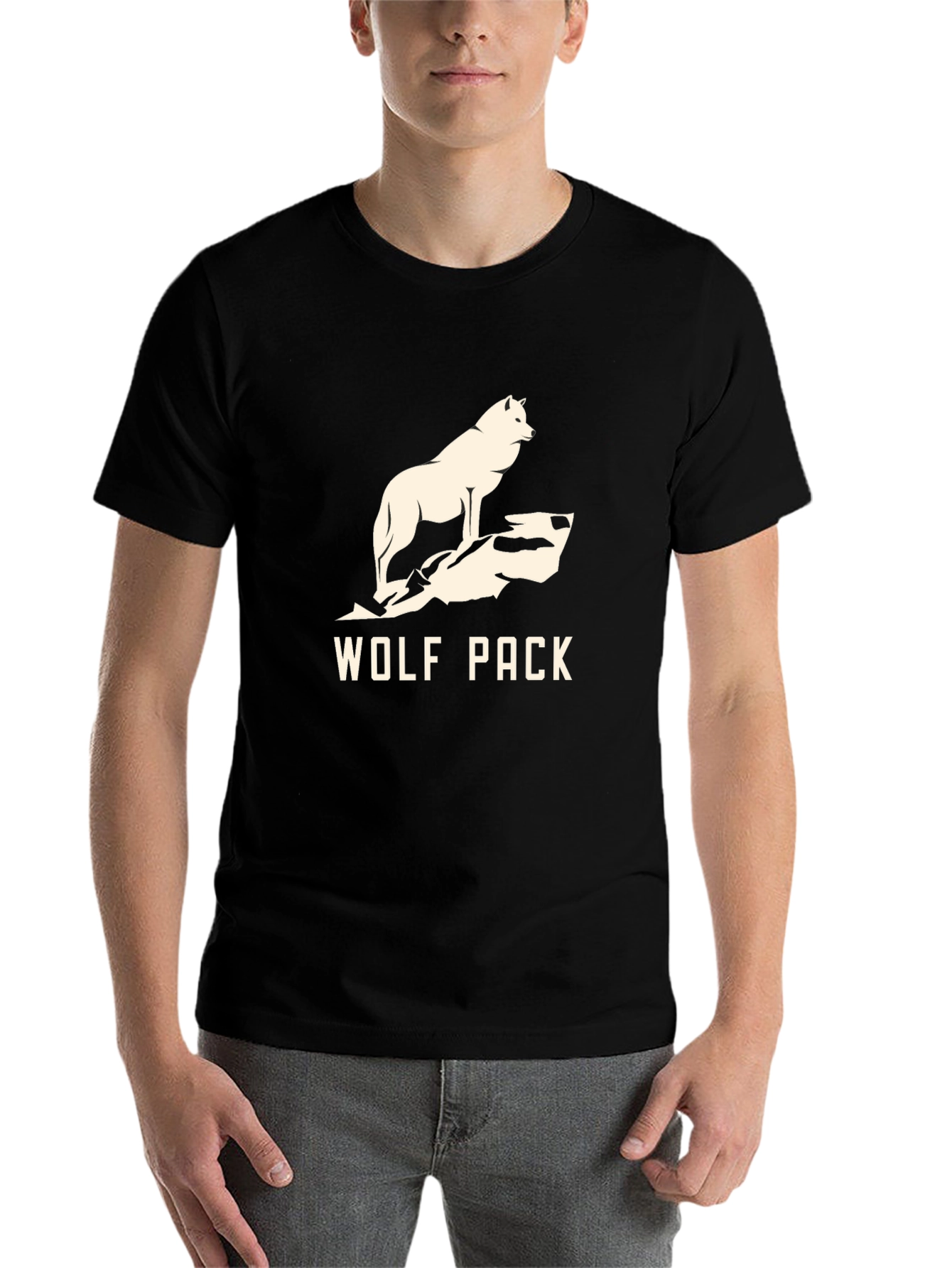 Black Wolf Pack Graphic Tee - Black Cotton Blend view 7