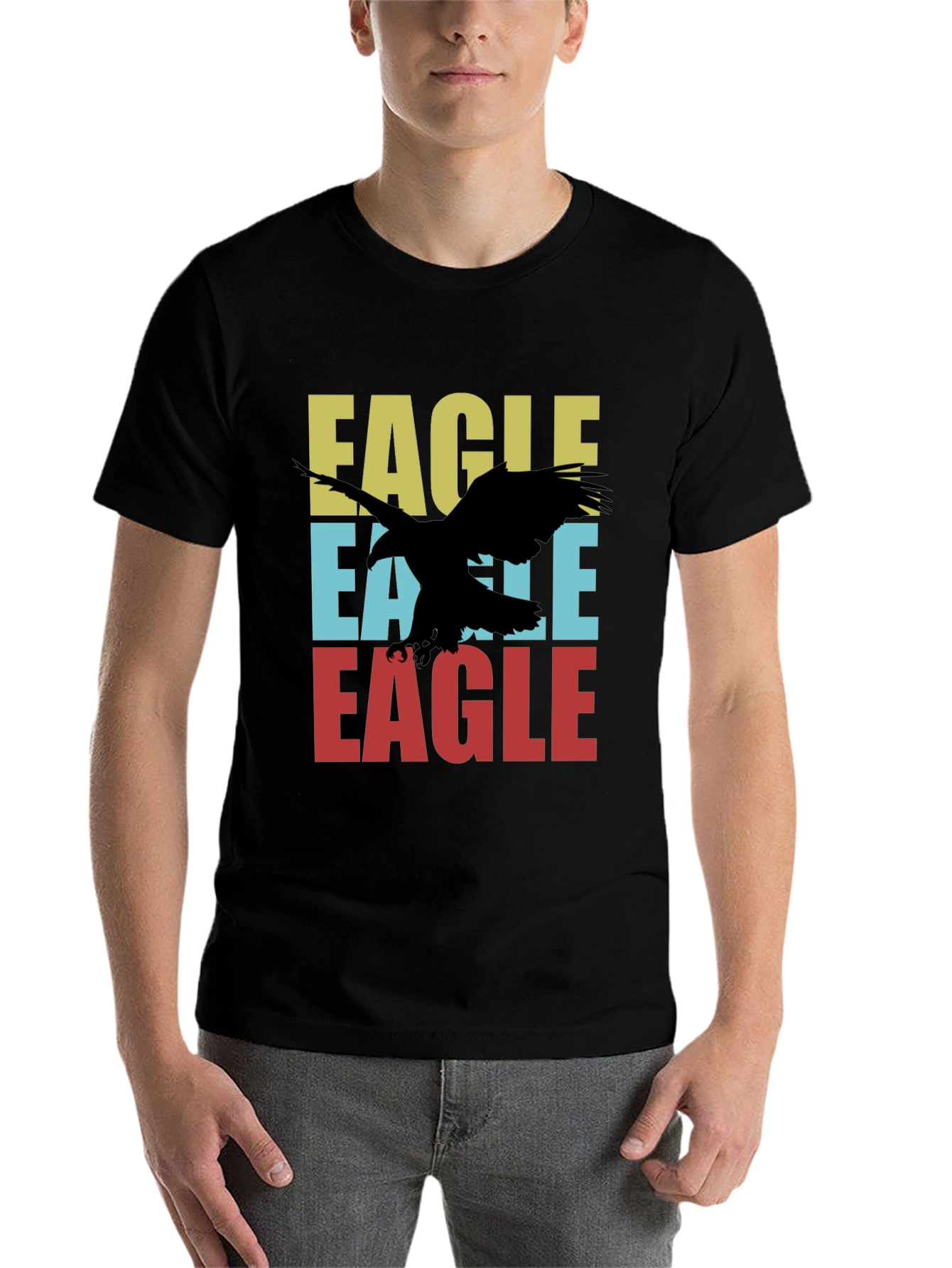 Black Retro Eagle Graphic Tee - Cool Bird Lover Design view 7