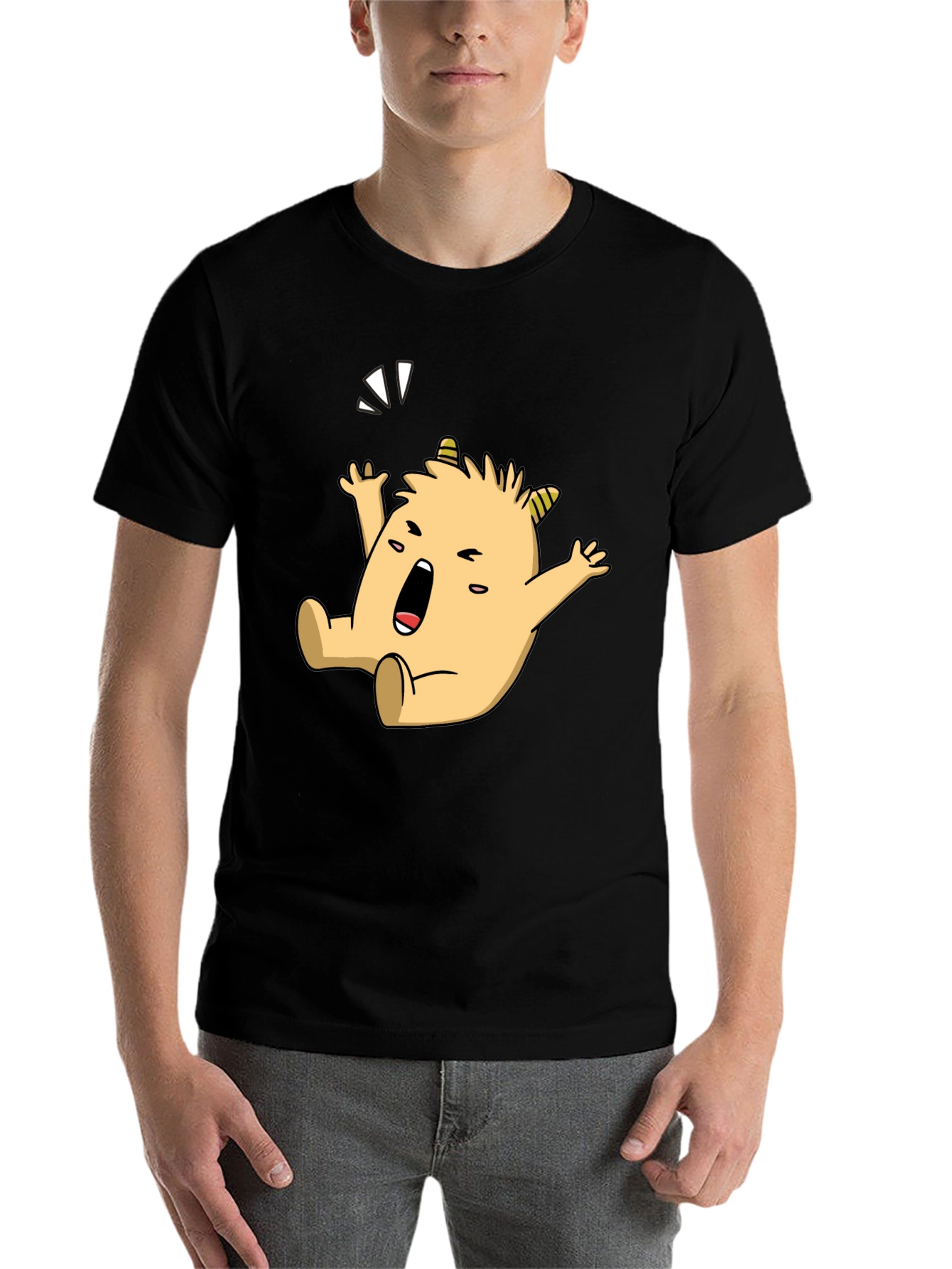 Black Monster Cartoon Graphic Black T-Shirt view 7