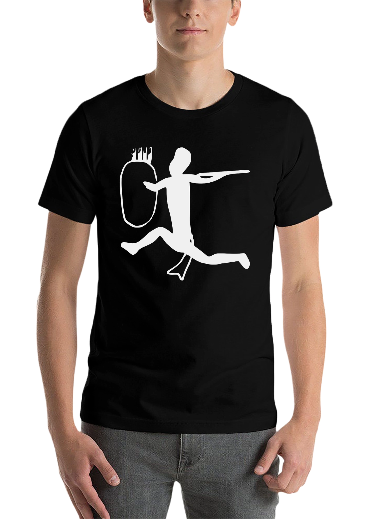 Black Javelin Thrower Graphic Tee - Black Cotton T-Shirt view 7