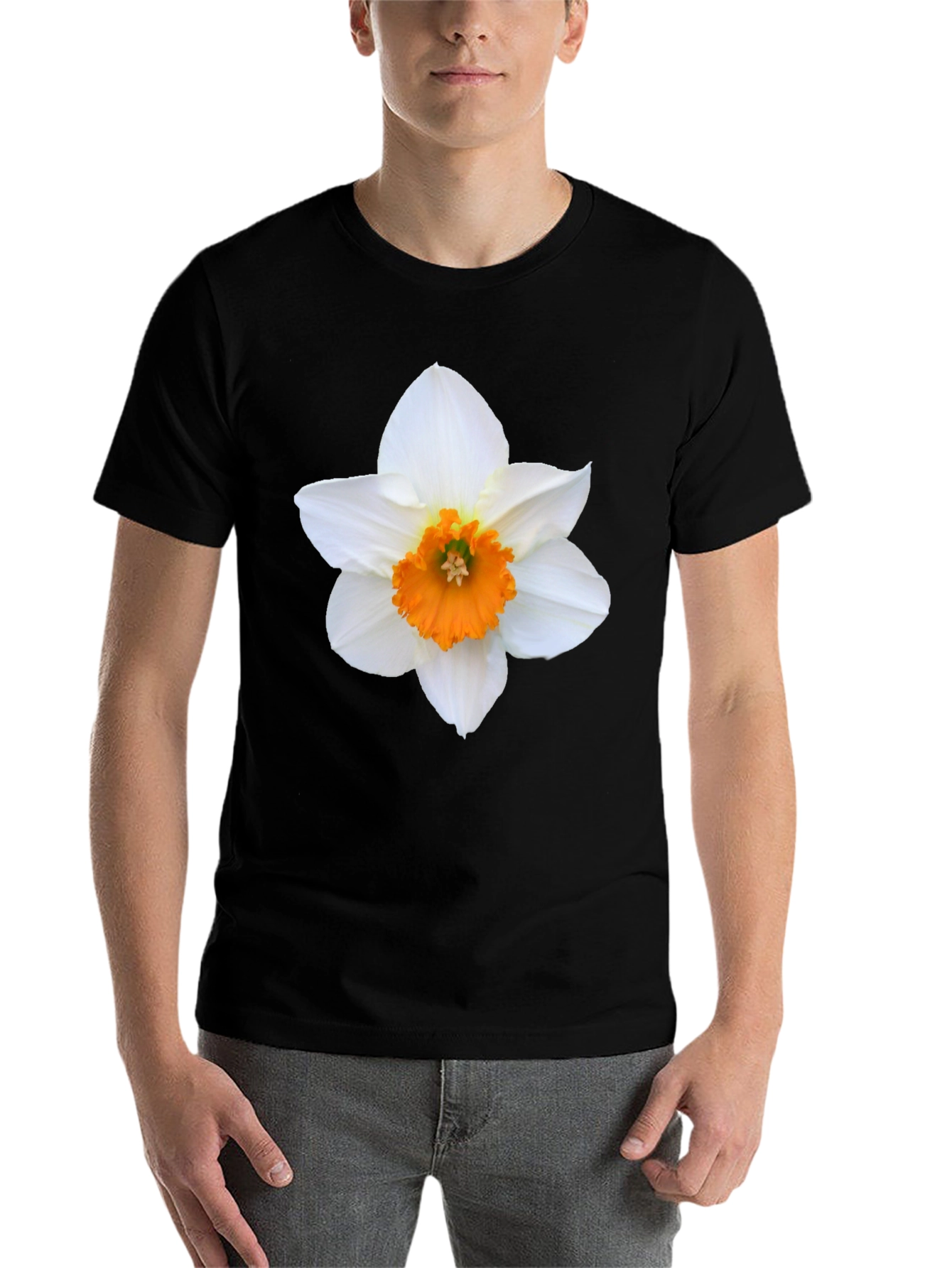 Black Daffodil Graphic Tee - Stylish Floral Design T-Shirt view 7
