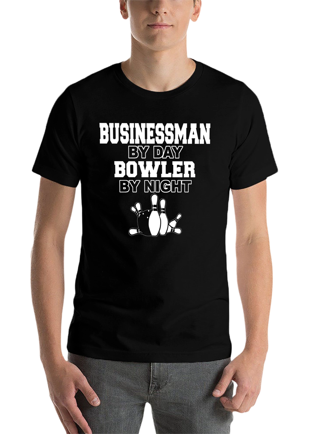 Black Businessman By Day Bowler By Night Graphic T-Shirt view 7
