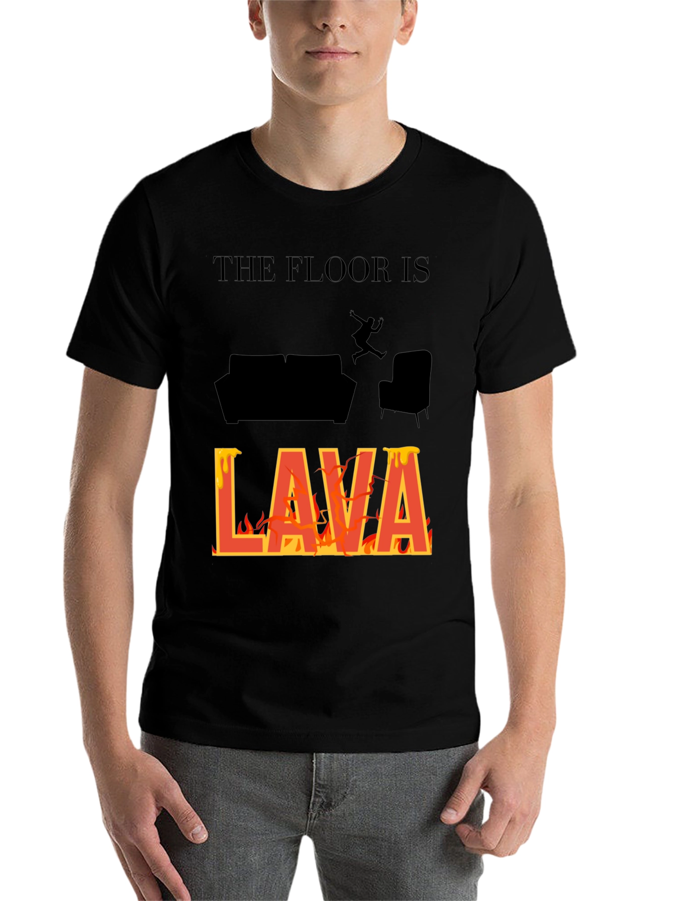 Black The Floor Is Lava T-Shirt Novelty Game Tee view 7