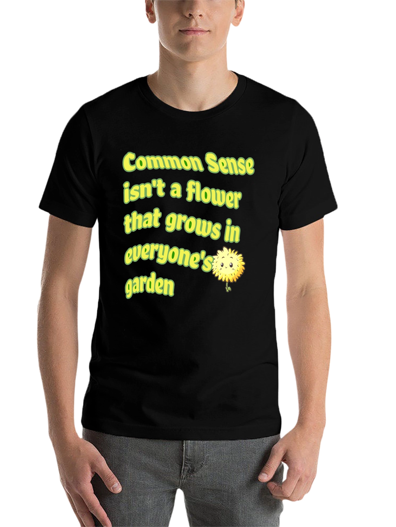 Black Common Sense Flower Graphic Tee view 7