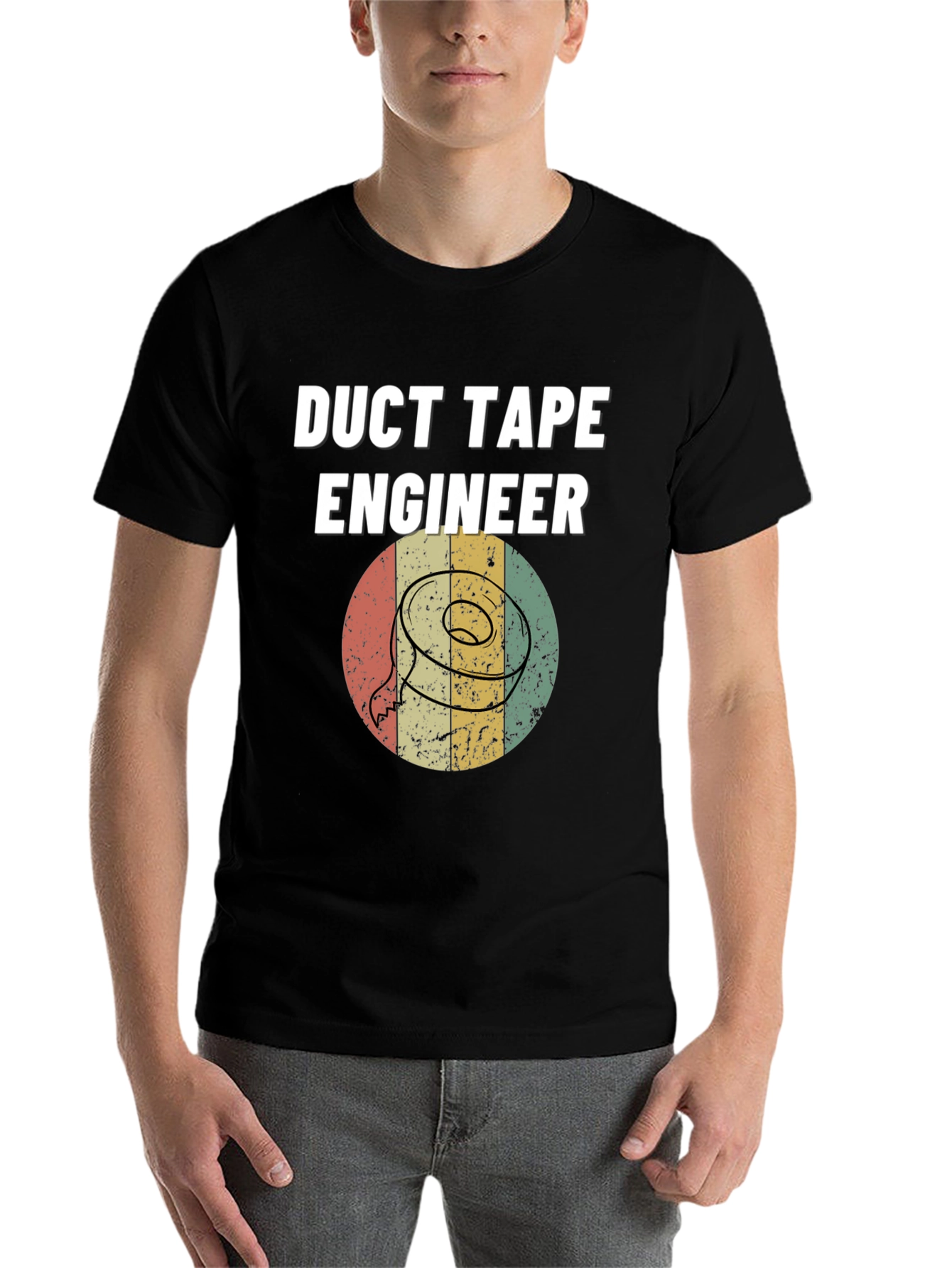 Black Duct Tape Engineer T-Shirt - Retro Design view 7