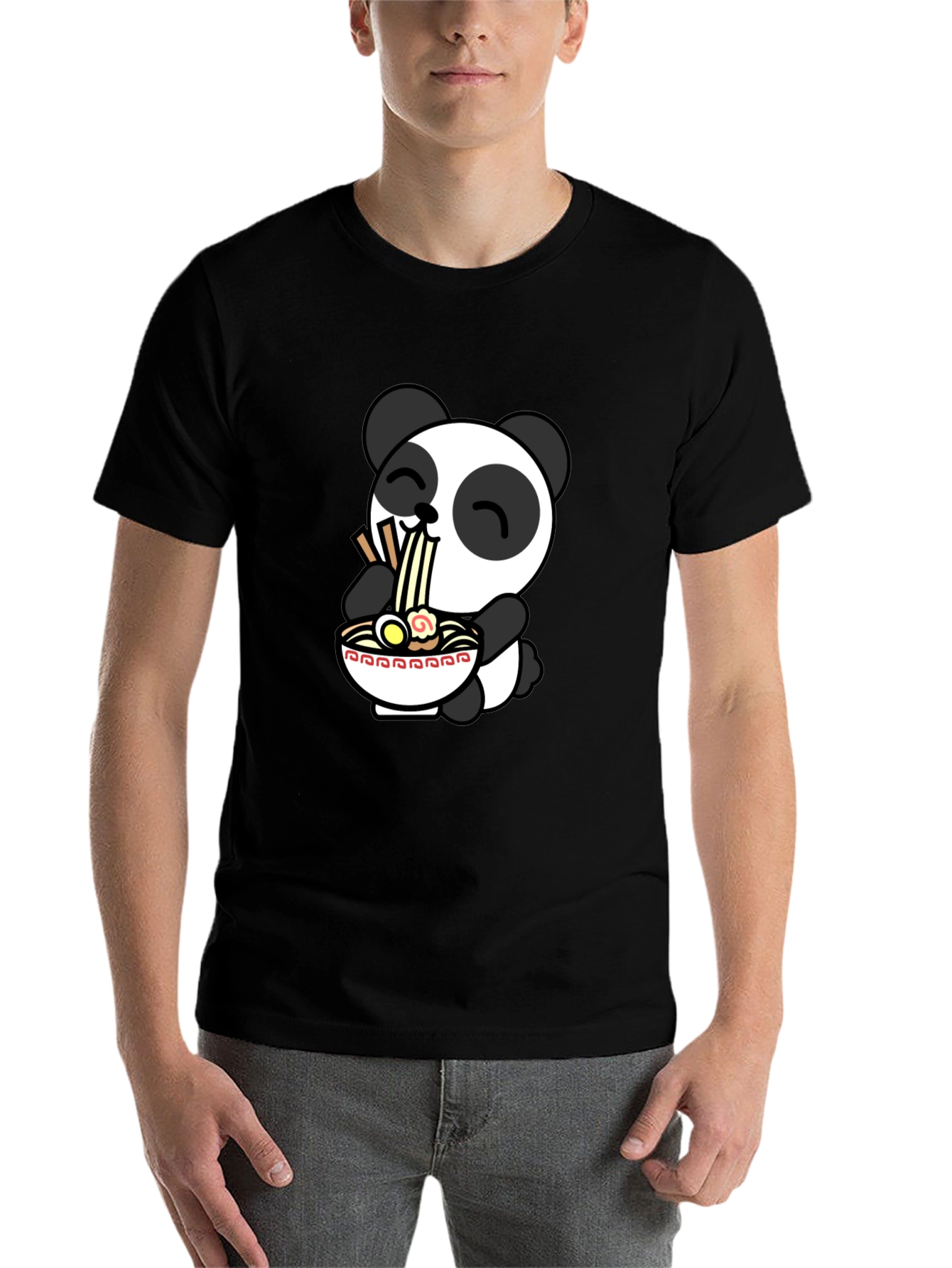Cute Panda Ramen T-Shirt - Black - 7