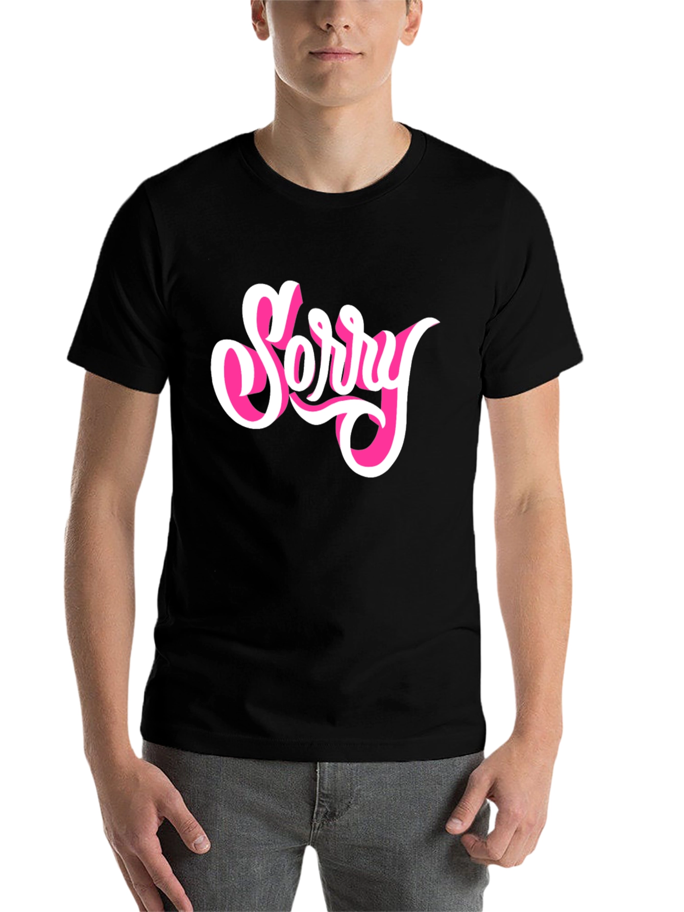 Black Sorry Graphic Tee - Black Cotton Blend view 7