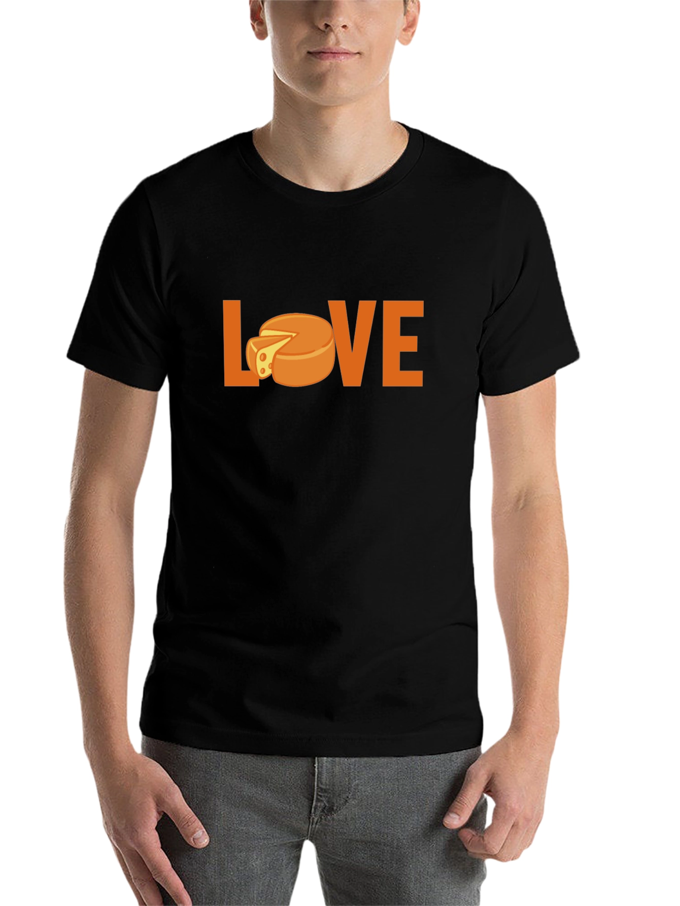 Black Love Cheese Graphic T-Shirt - Black Crew Neck view 7