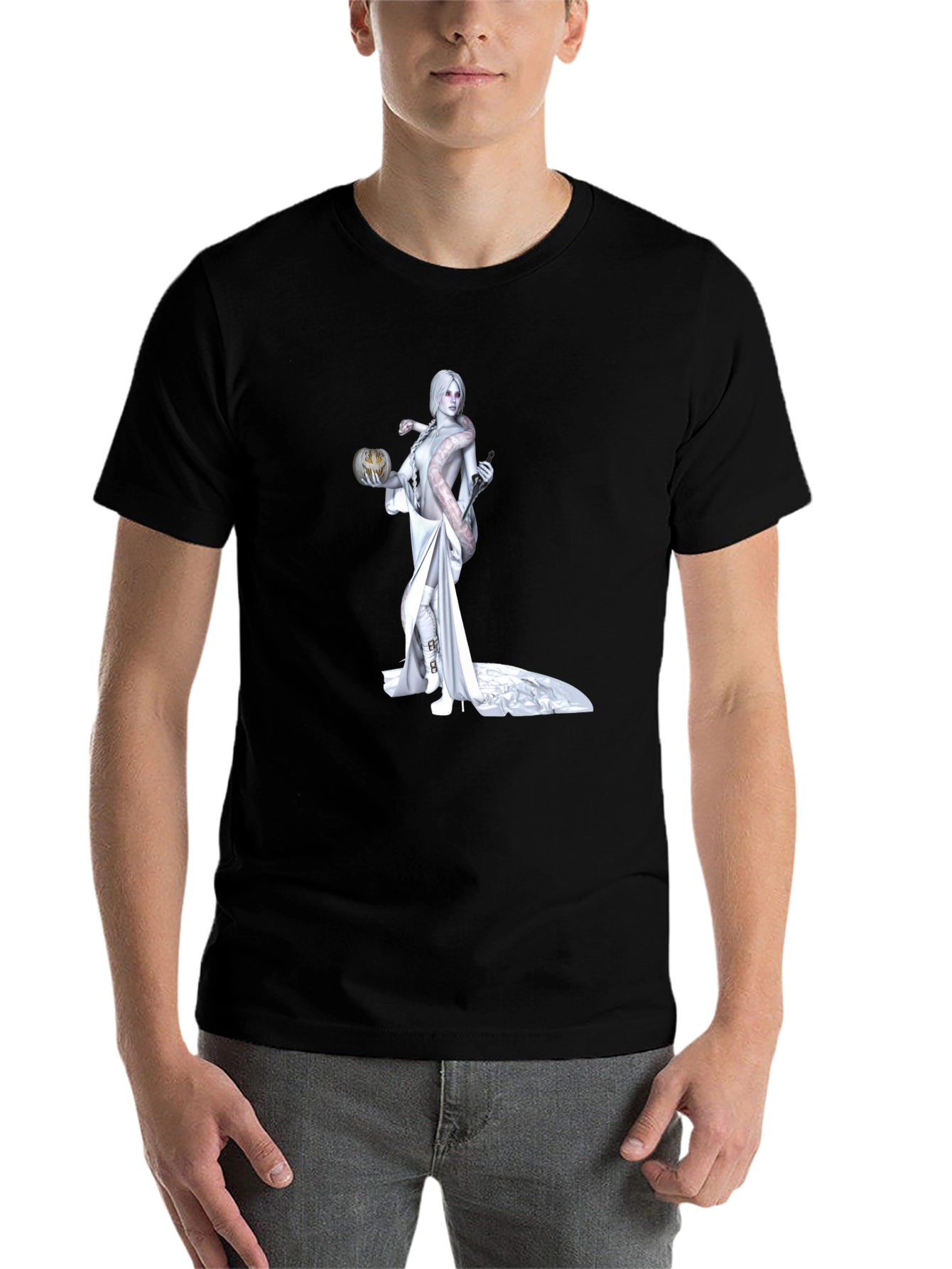 Black Halloween Snake Woman Graphic Tee view 7