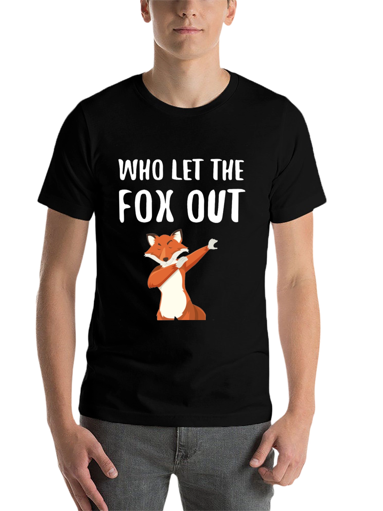 Black Who Let The Fox Out T-Shirt view 7