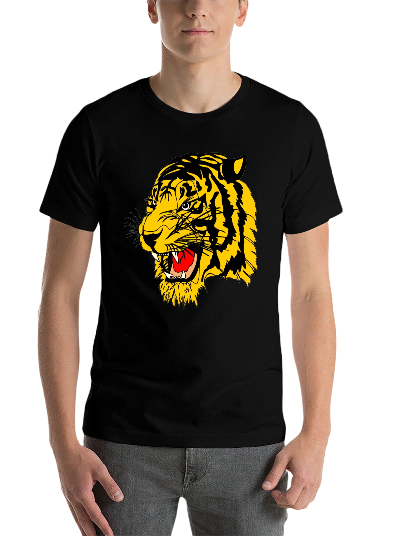 Black Roaring Tiger Graphic Black T-Shirt view 7