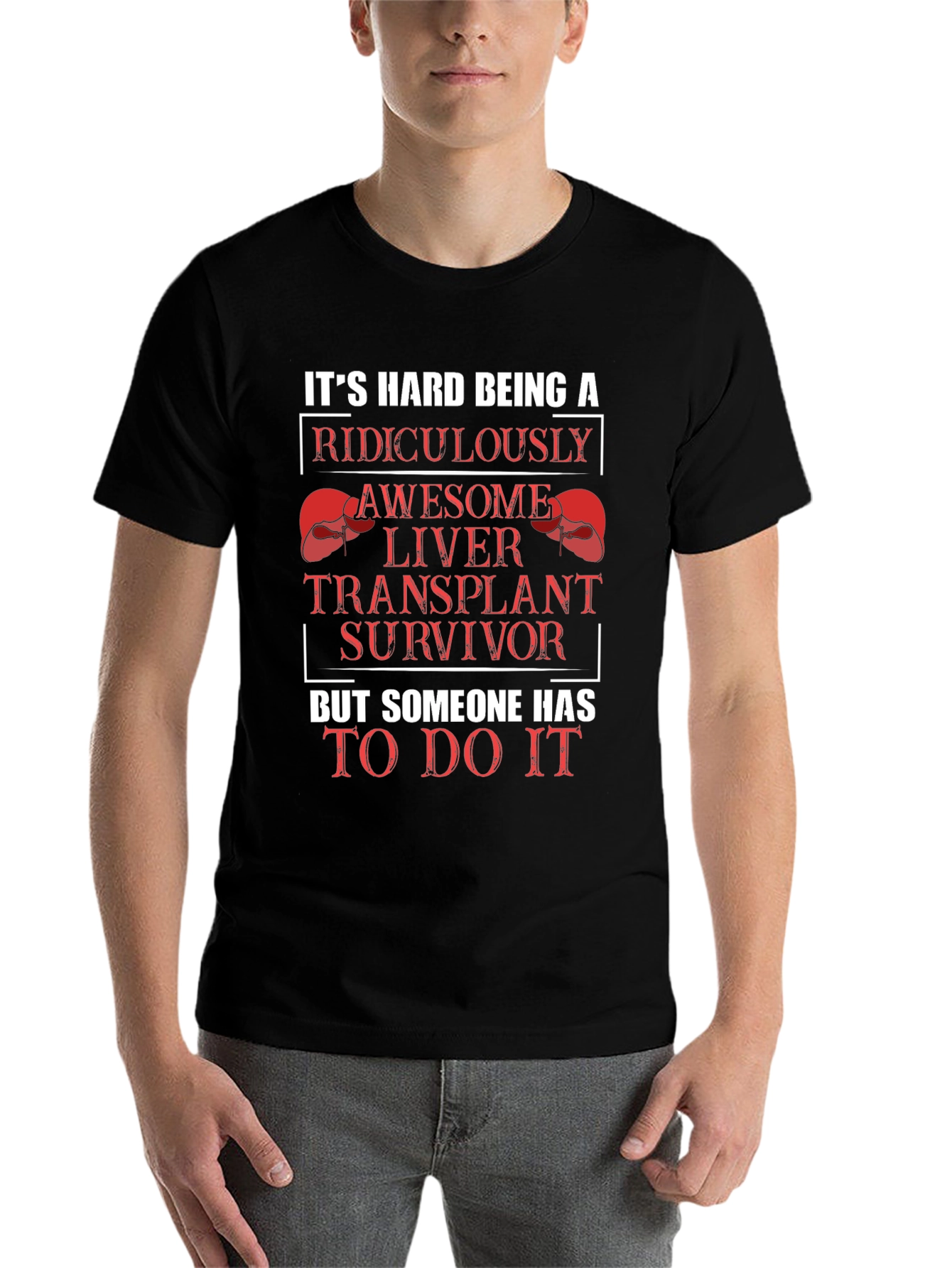 Black Funny Liver Transplant Survivor Graphic T-Shirt view 7
