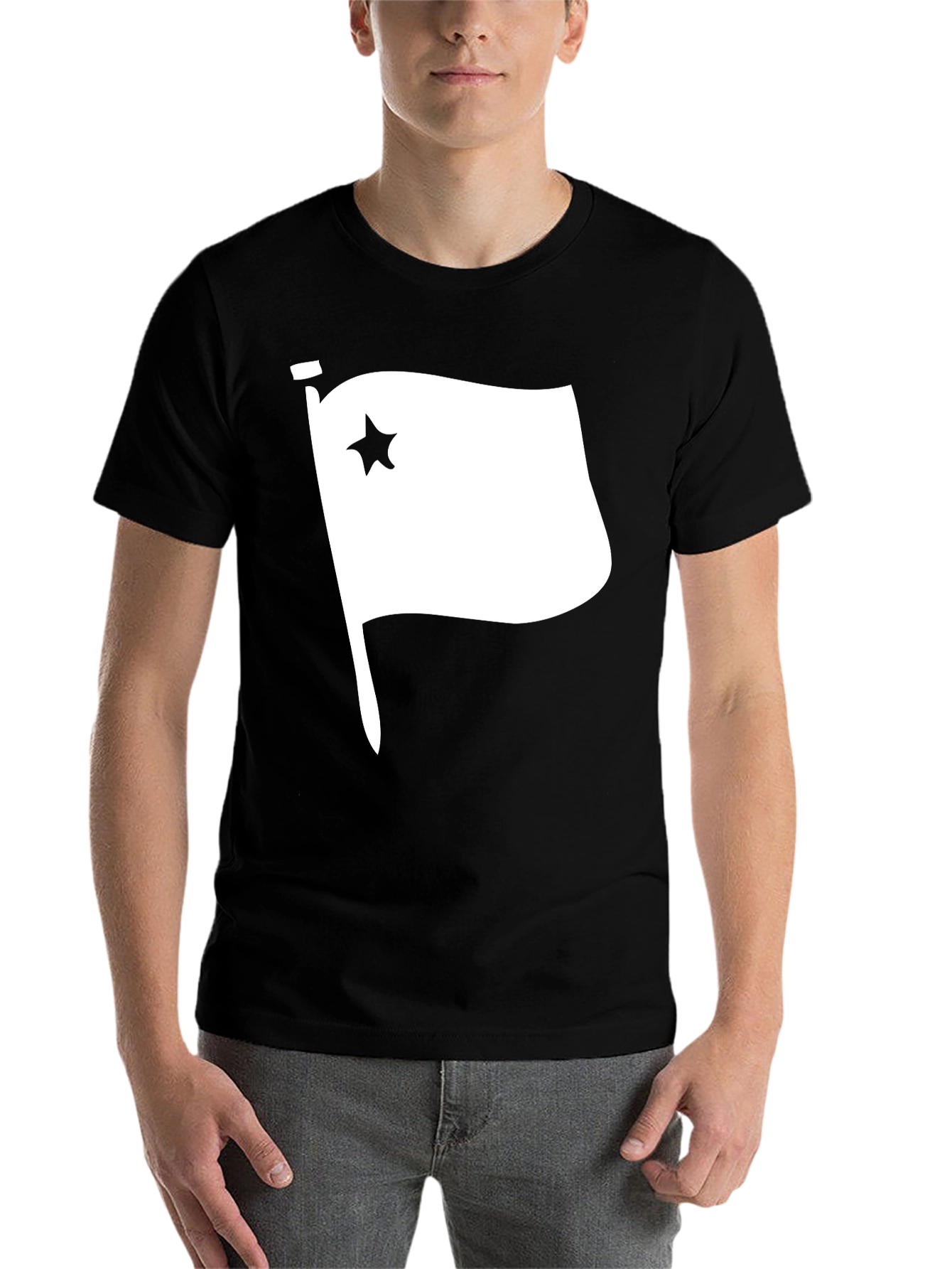 Black Star Flag Graphic T-Shirt - Black Cotton Tee view 7