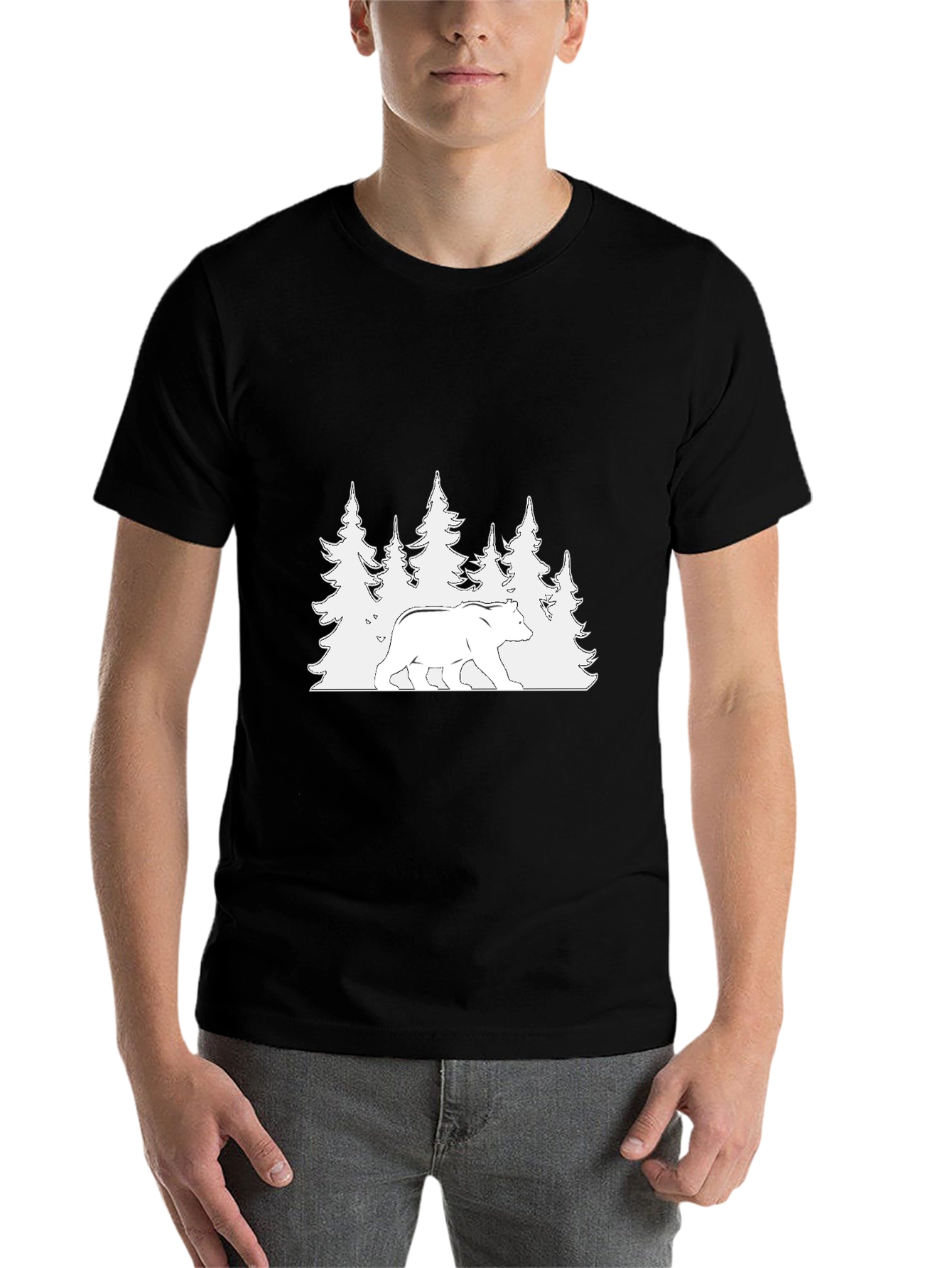 Black Bear & Forest Graphic Tee - Nature Lover Apparel view 7