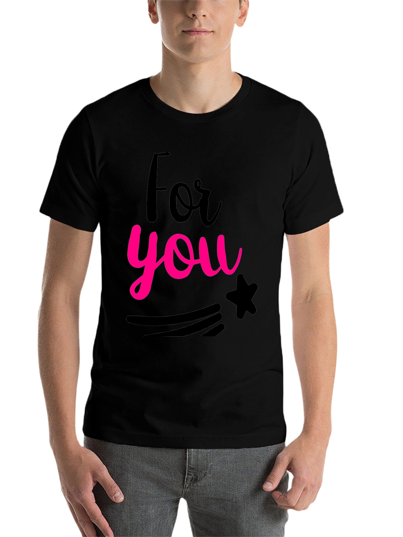 Black For You Graphic Print Black Crew Neck T-Shirt view 7