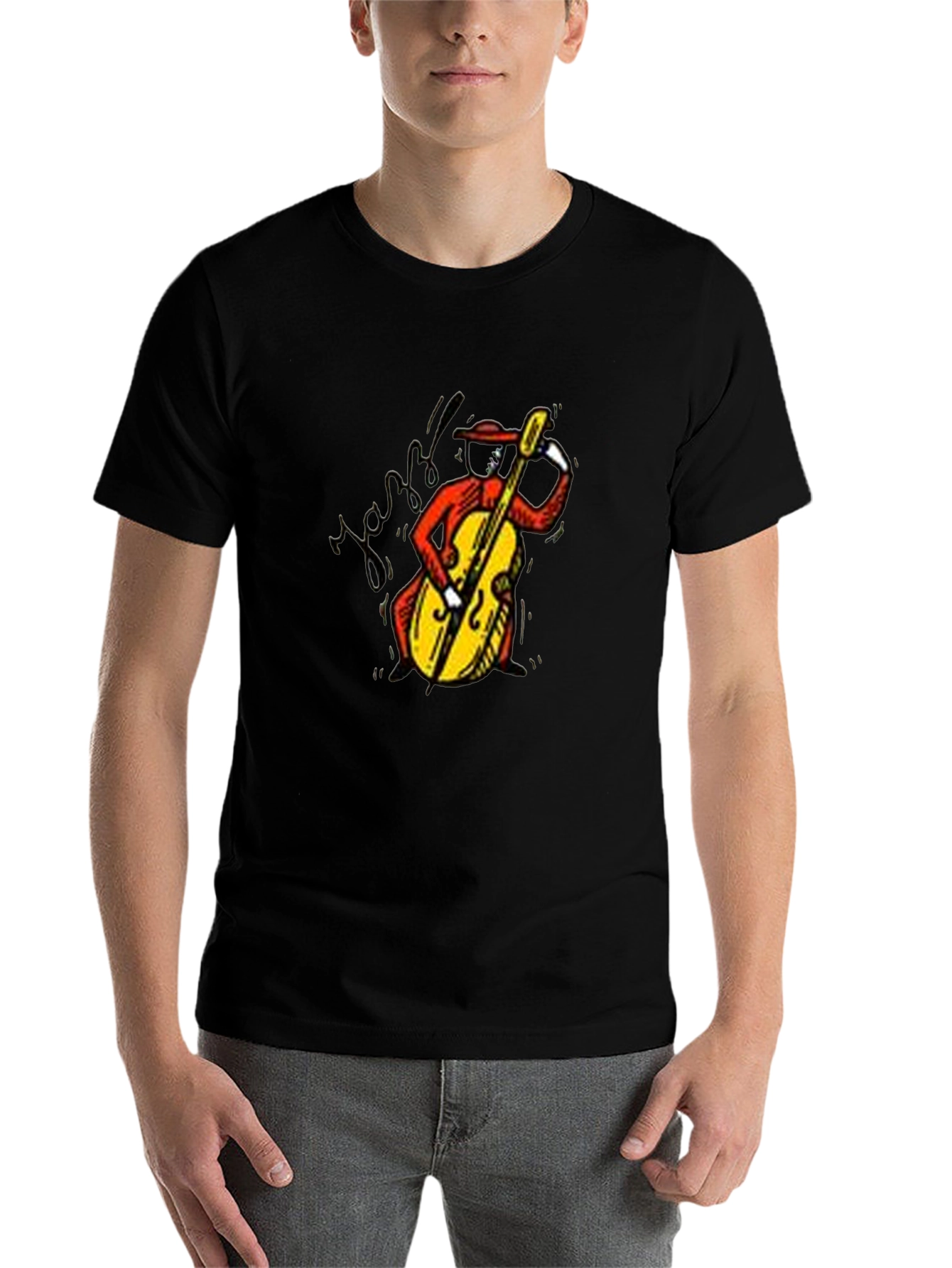 Black Jazz Bassist Graphic Tee - Classic Style view 7