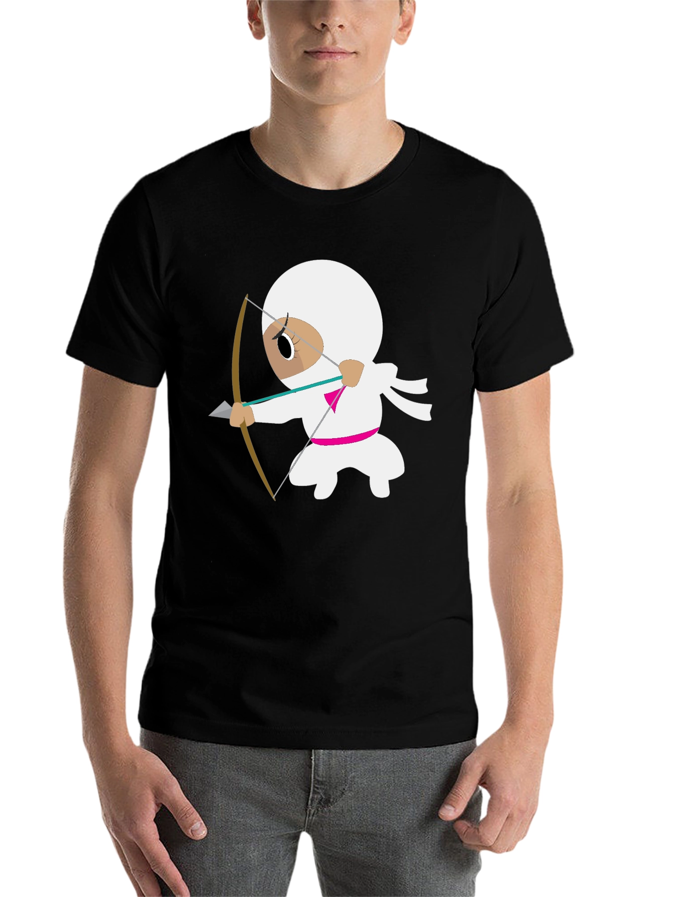 Black Ninja Archer Graphic Tee - Black Cotton T-Shirt view 7