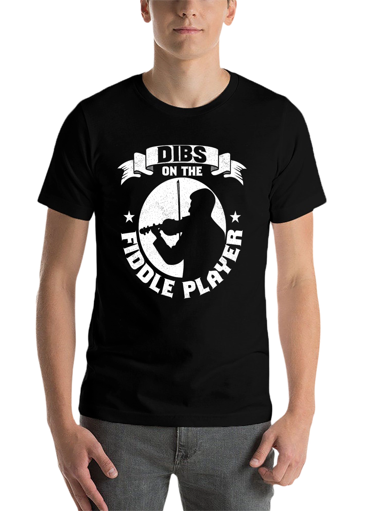 Black Dibs on the Fiddle Player Black T-Shirt view 7