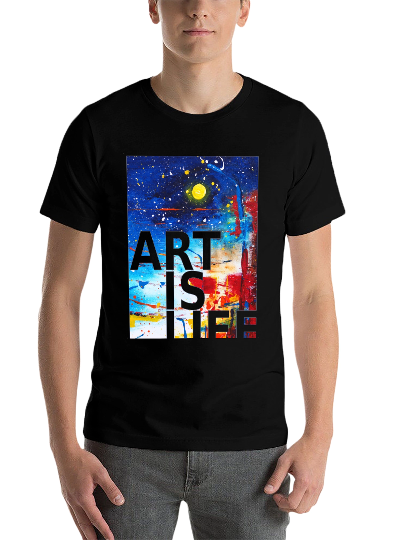 Black Abstract Art is Life Graphic Tee view 7