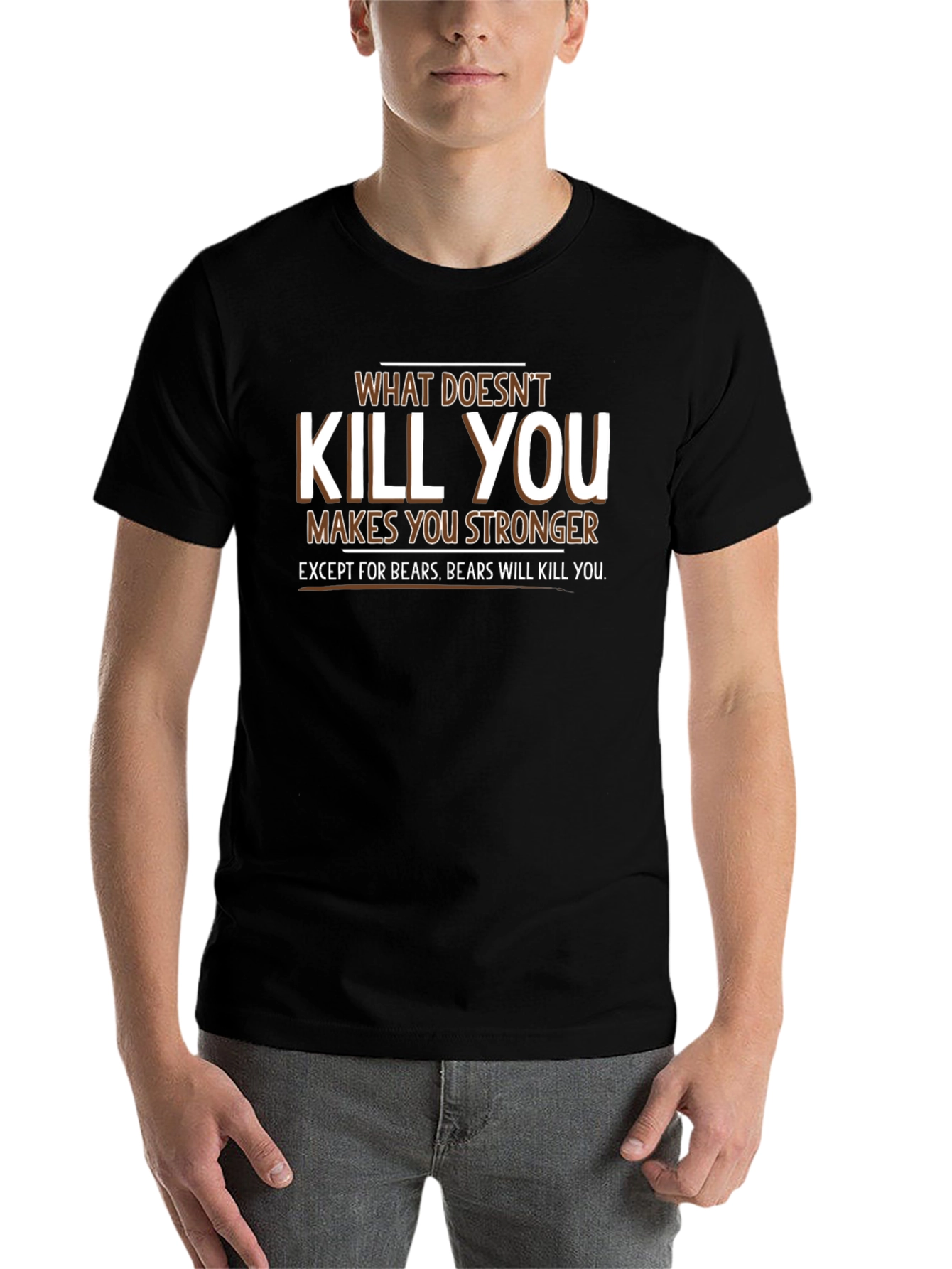 Black Humorous "Bears Will Kill You" Graphic Tee view 7