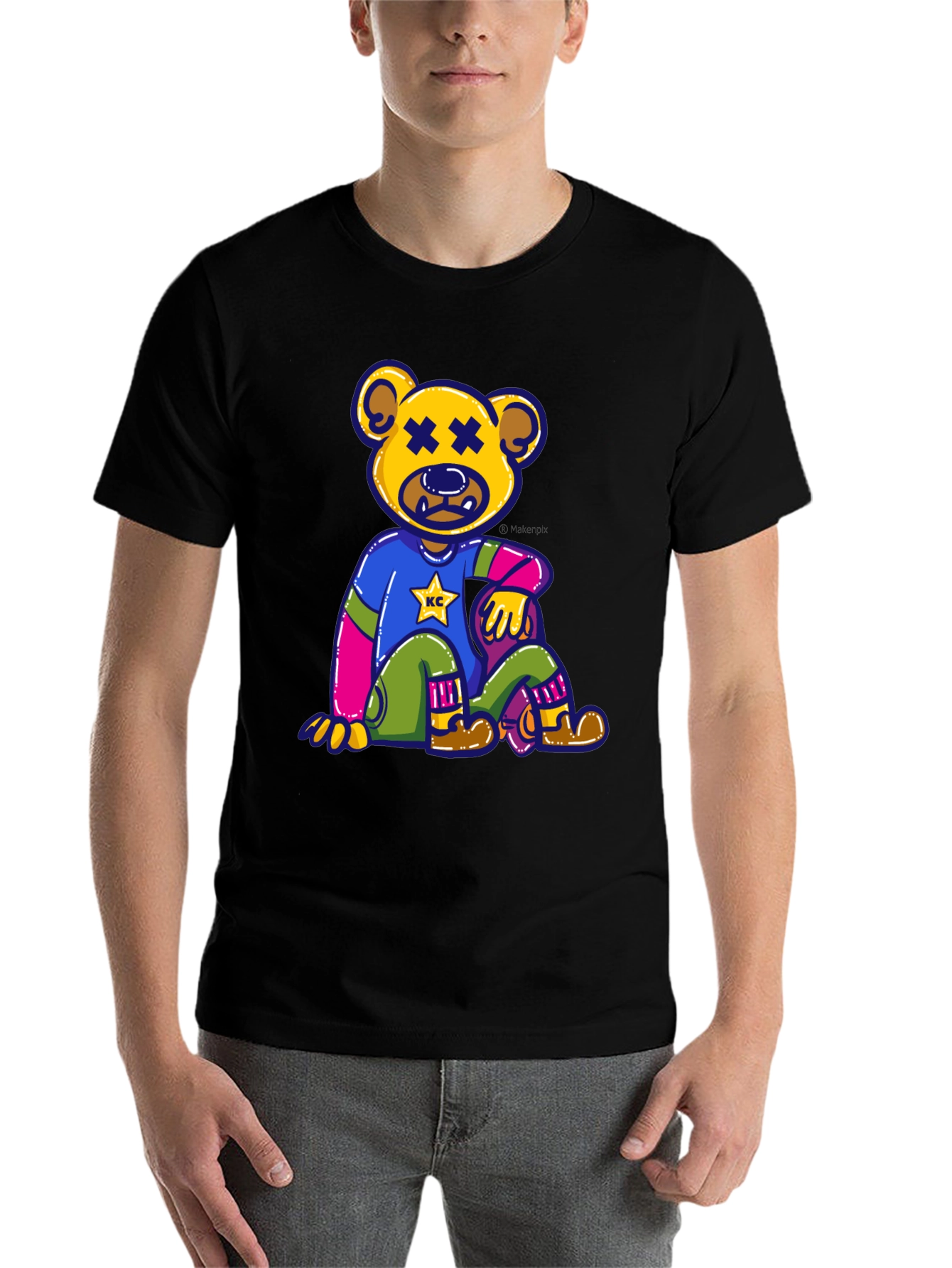 Black Novelty Bear Graphic Tee - Comfortable Cotton Blend view 7