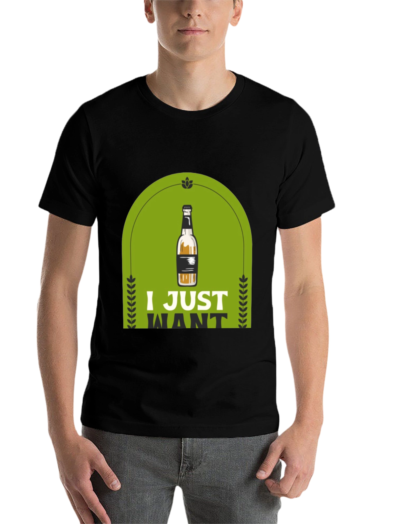 Black I Just Want Beer T-Shirt view 7