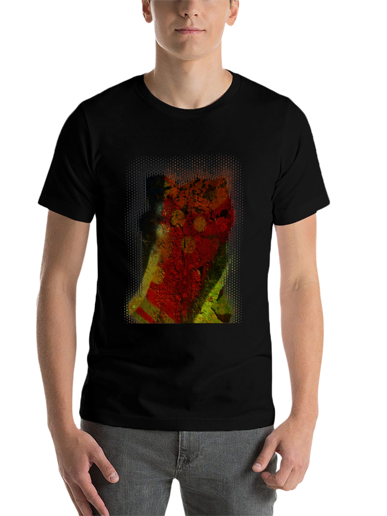 Black Abstract Graphic Print Black T-Shirt view 7