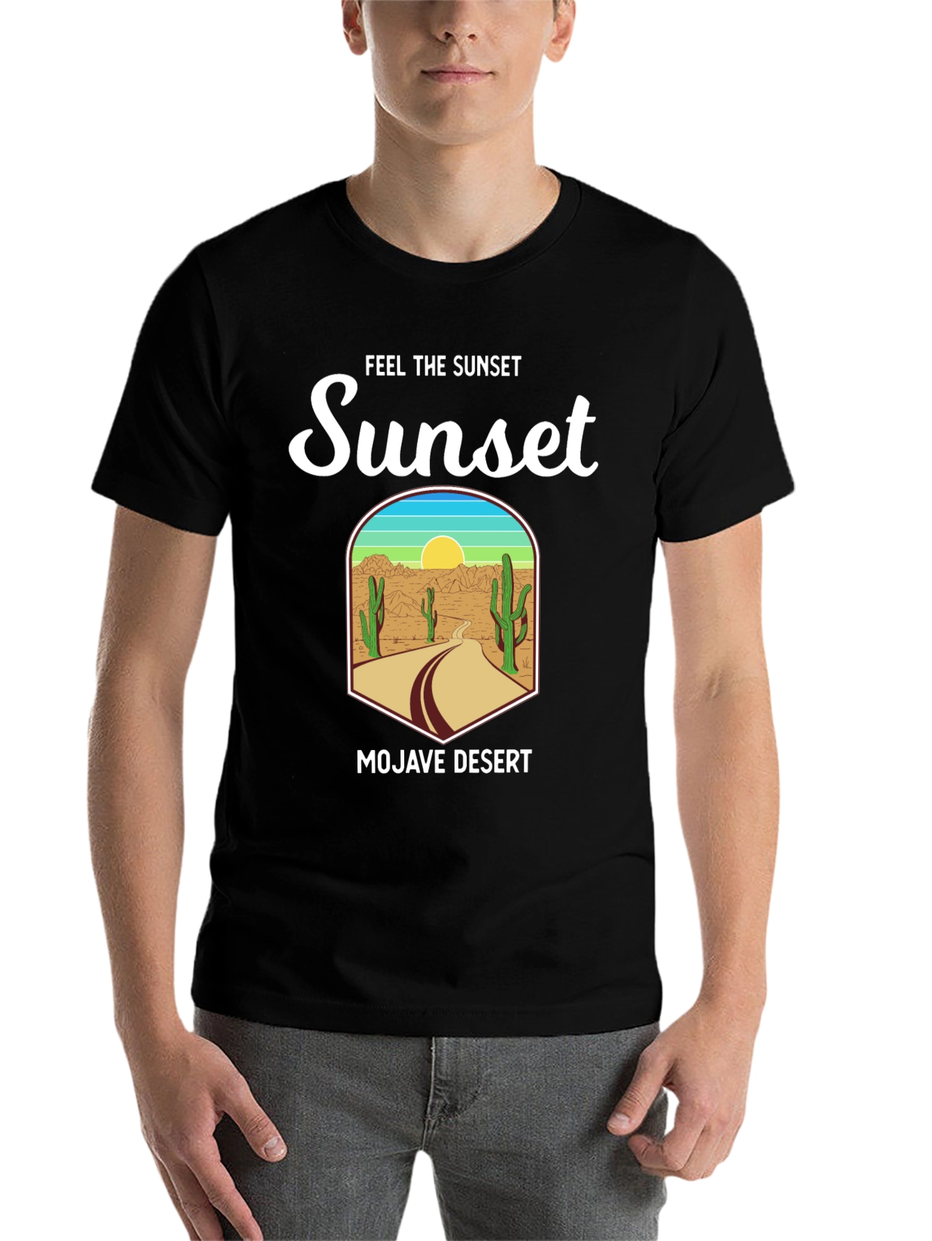 Black Mojave Desert Sunset Graphic Tee - Unisex view 7
