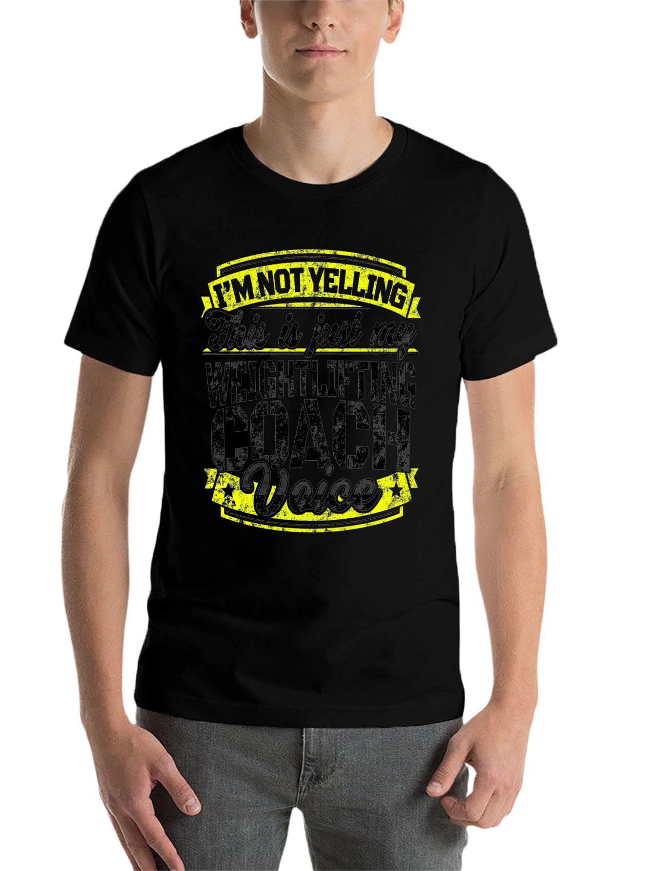Black Weightlifting Coach Voice T-Shirt view 7