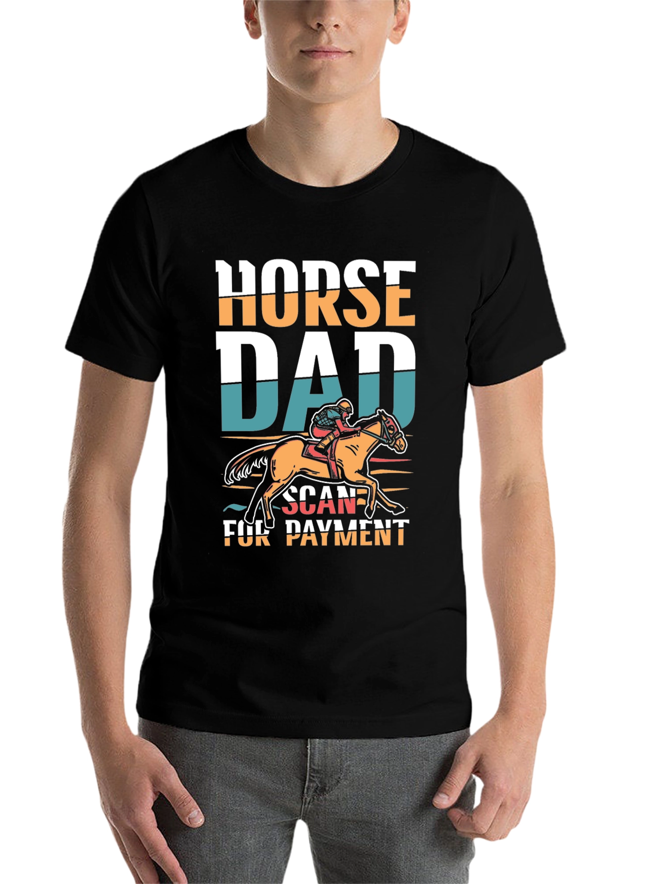 Black Horse Dad Scan For Payment Tee view 7