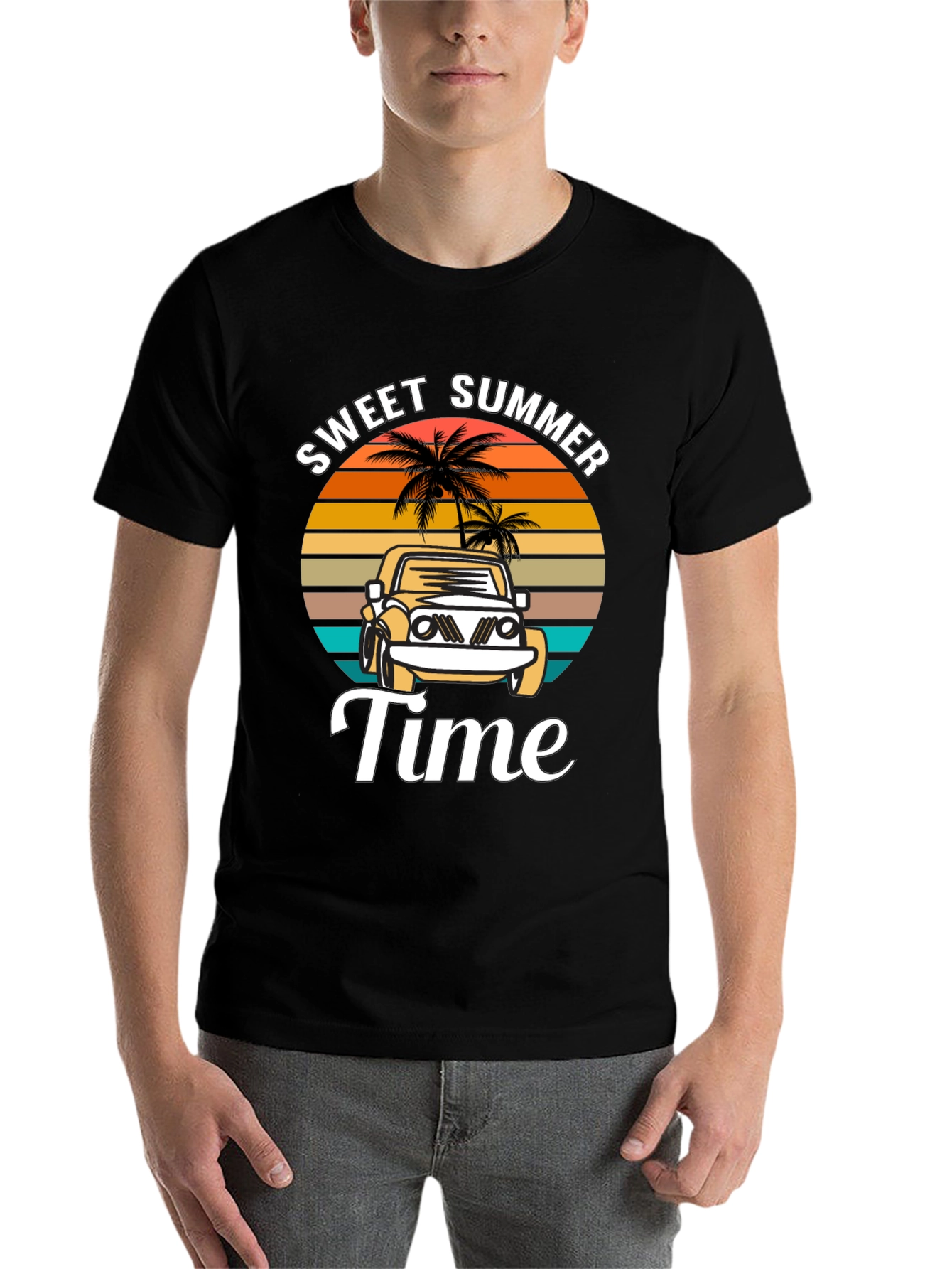 Black Sweet Summer Time Black Graphic T-Shirt view 7