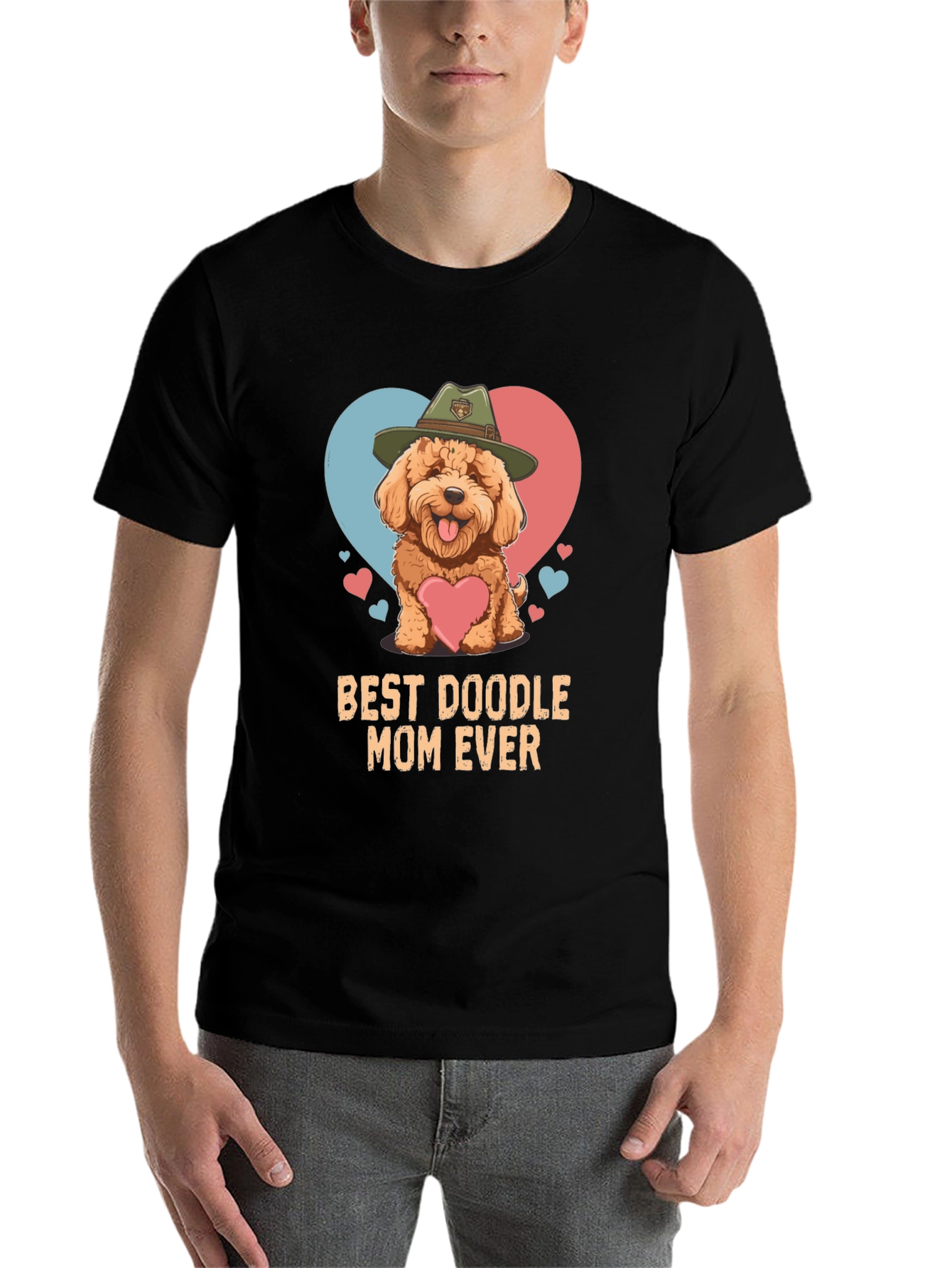 Black Best Doodle Mom Ever T-Shirt view 7