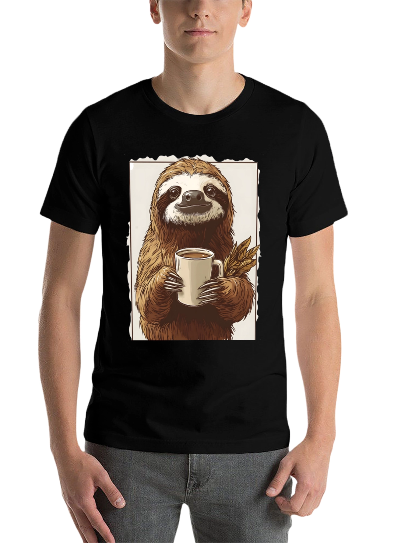 Black Sloth Coffee Lover Graphic Tee view 7