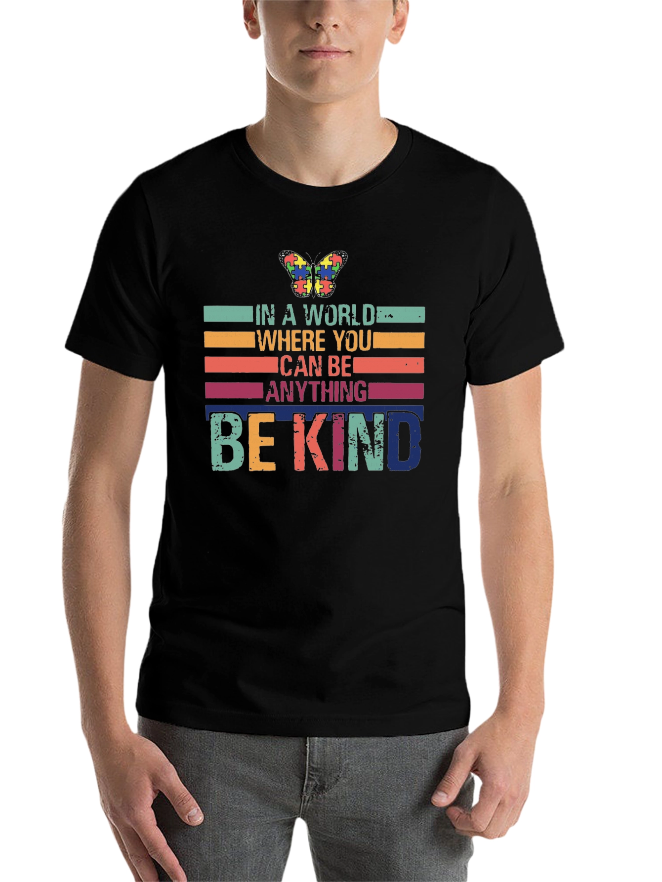 Black Be Kind Autism Awareness Graphic Tee view 7
