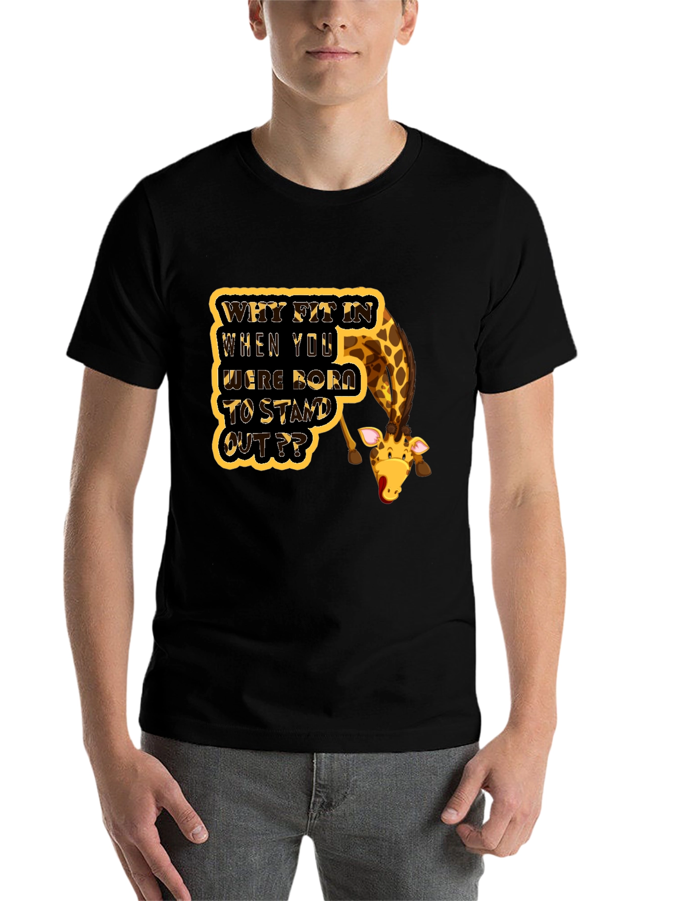 Black Stand Out Giraffe T-Shirt view 7