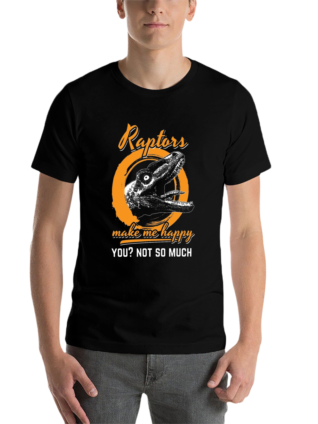 Black Raptors Make Me Happy T-Shirt view 7