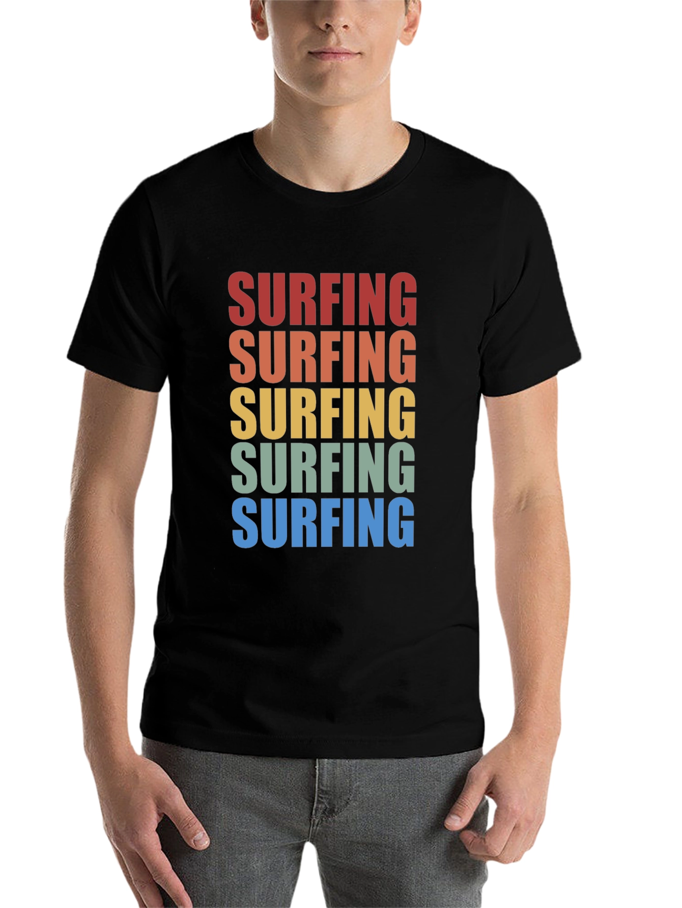 Black Retro Surfing T-Shirt - Vintage Style Surf Tee view 7