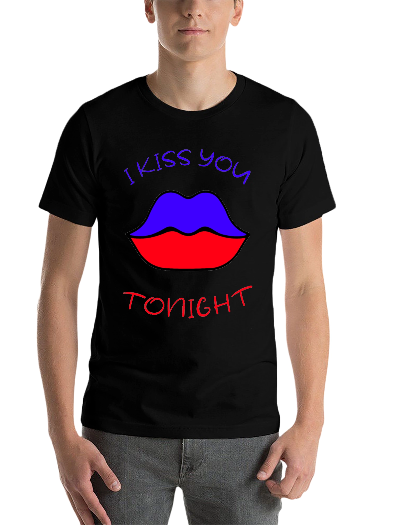 Black I Kiss You Tonight Graphic Tee - Bold Lip Design view 7