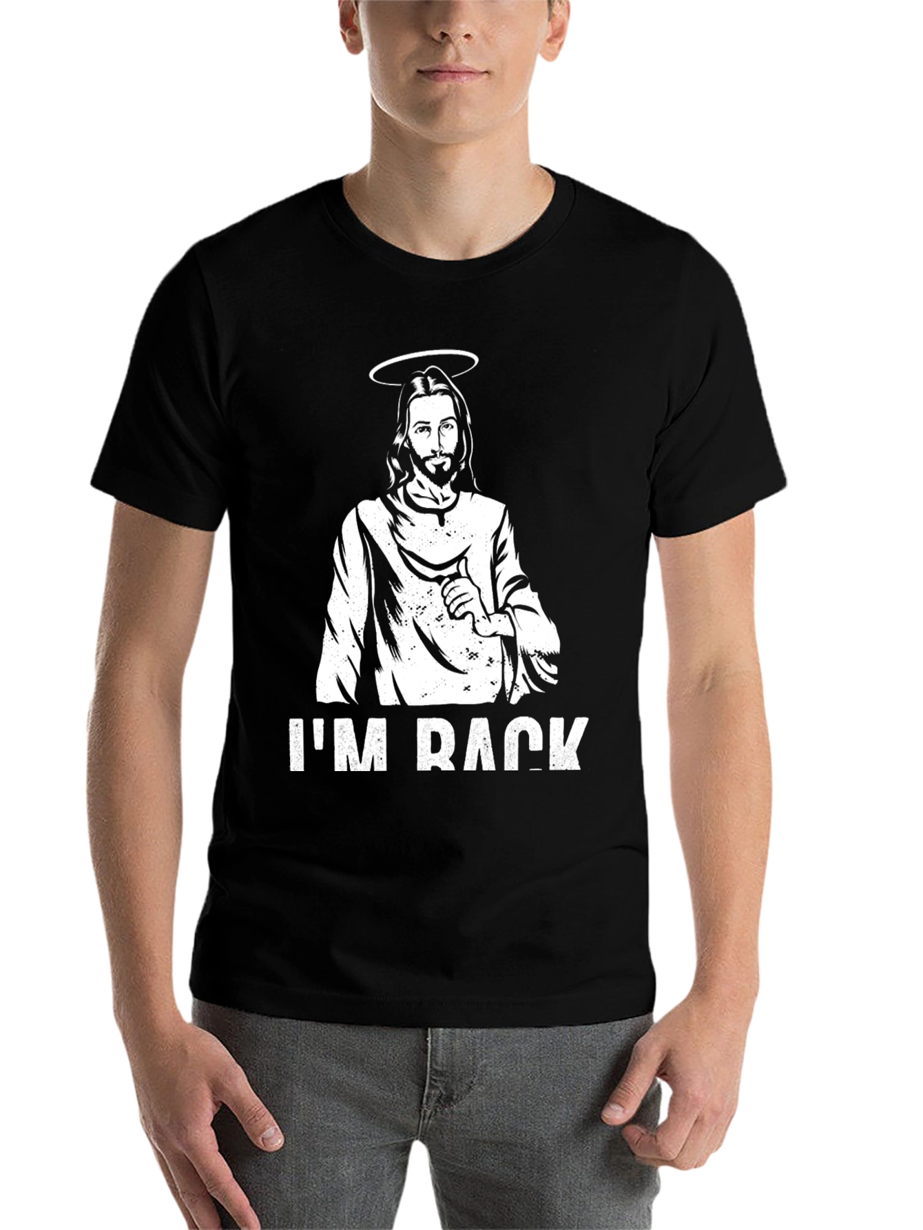 Black Jesus I'm Back Black T-Shirt view 7