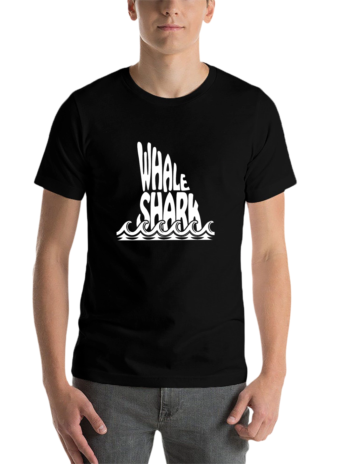 Black Whale Shark Graphic Tee - Black Cotton T-Shirt view 7