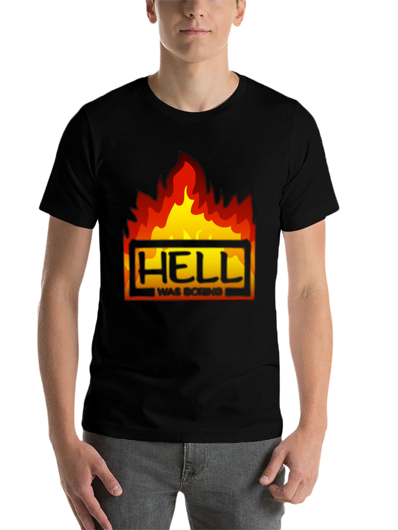 Black Hell Was Boring Graphic Tee - Black T-Shirt view 7