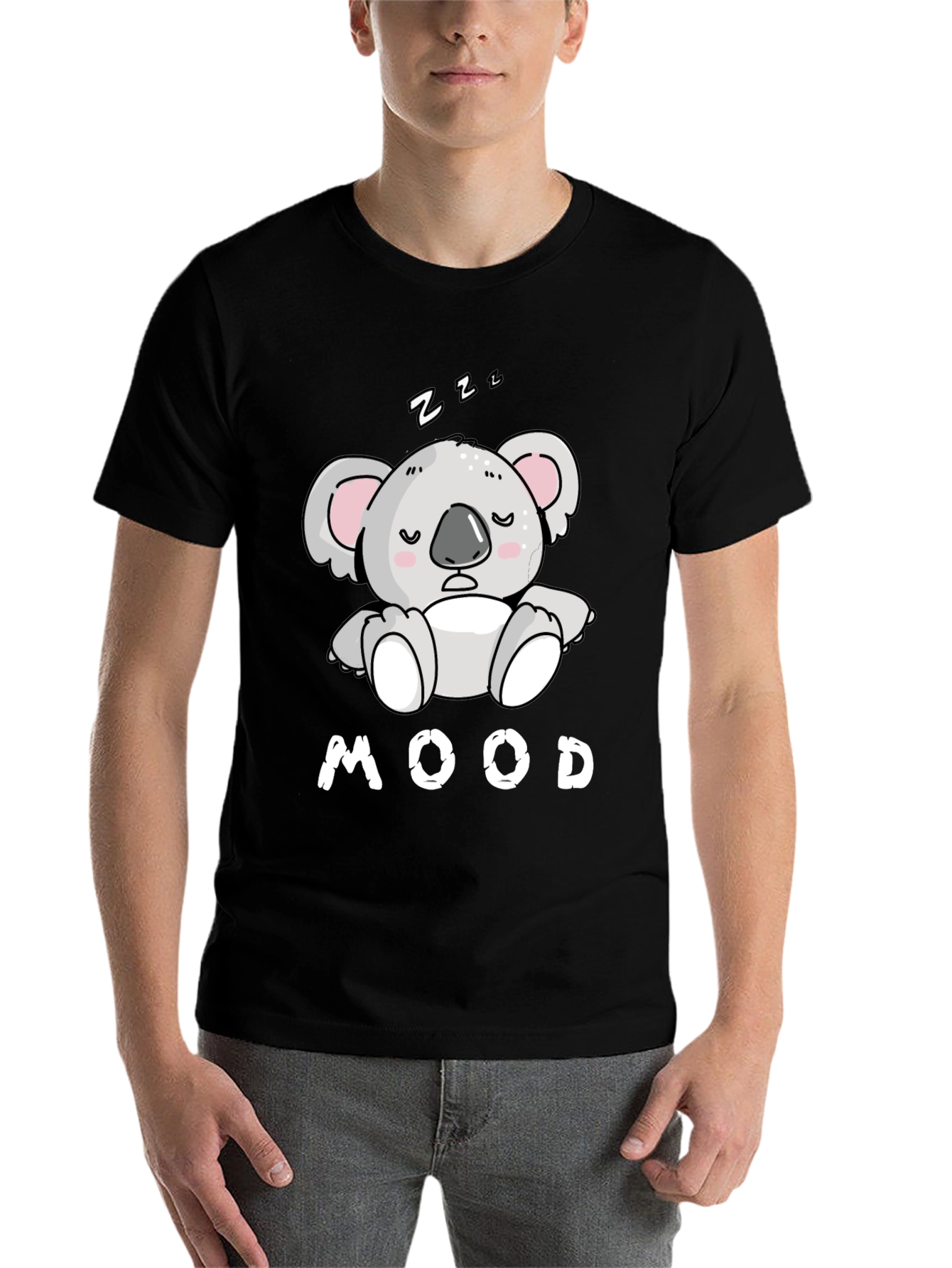 Mood Koala T-Shirt - Black Cotton Tee for Relaxed Days - 7