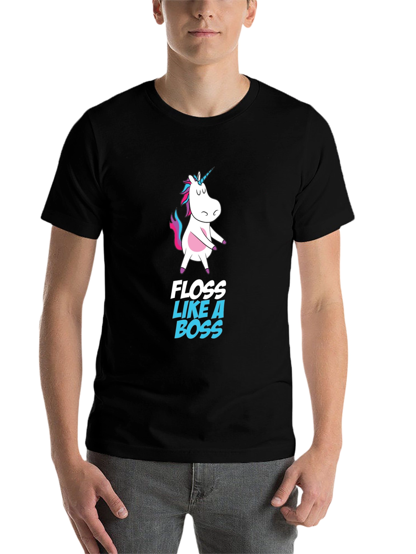 Black Unicorn Floss Like A Boss Black T-Shirt view 7