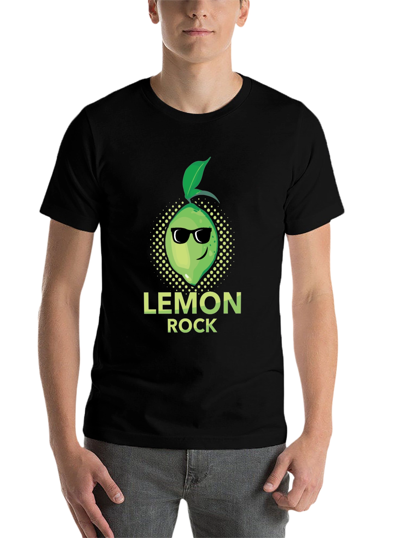 Black Lemon Rock Graphic Tee - Cool Fruit Design T-Shirt view 7