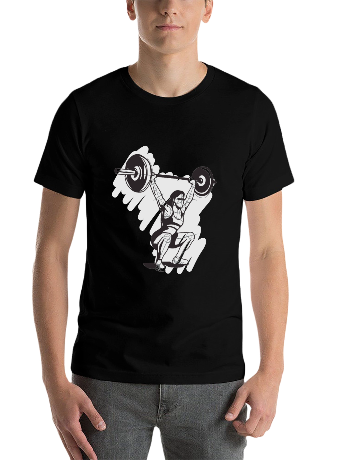 Black Weightlifting Woman Graphic T-Shirt - Black view 7