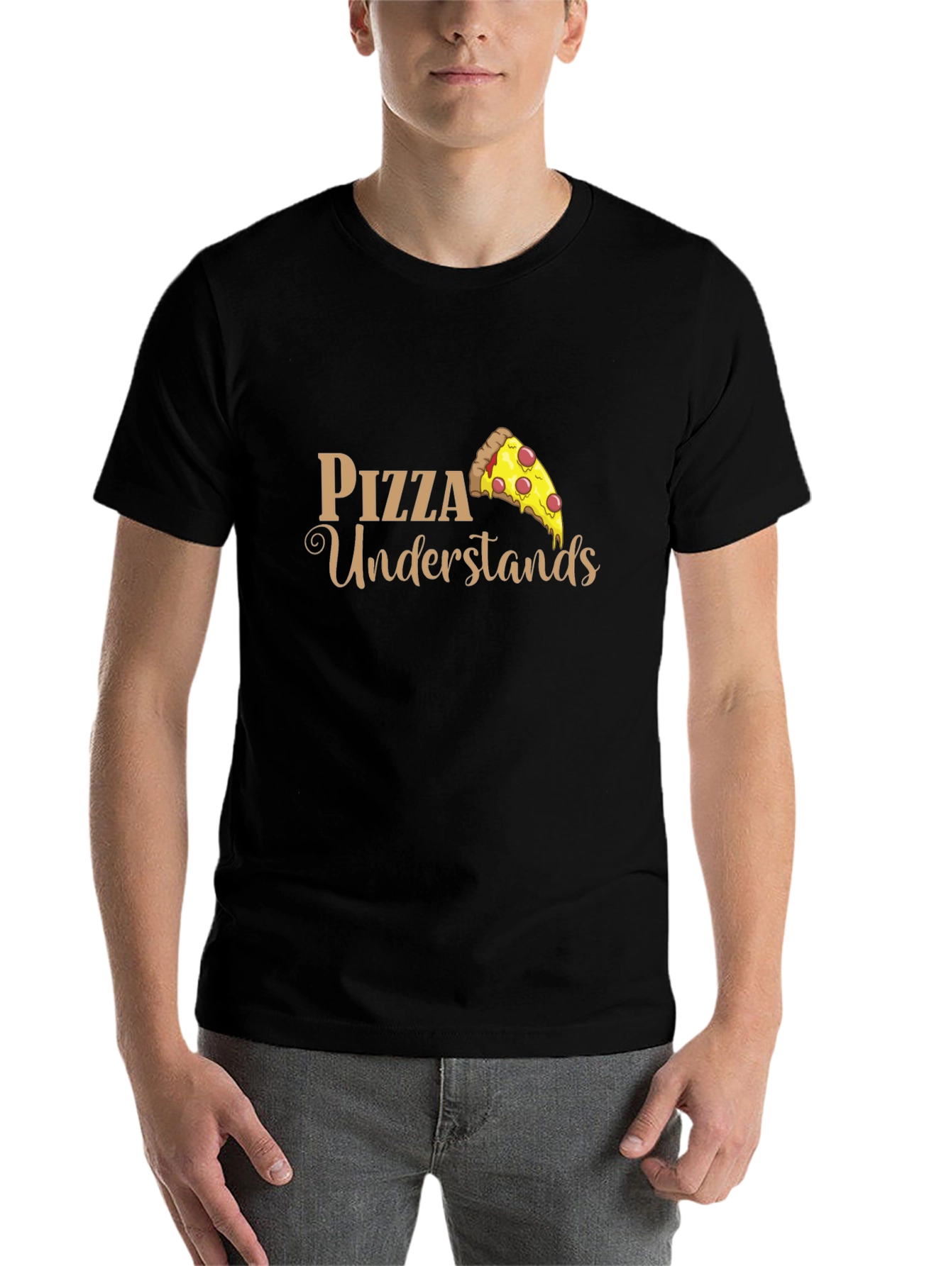 Black Pizza Understands Graphic Tee - Black Cotton Blend Comfort Fit view 7